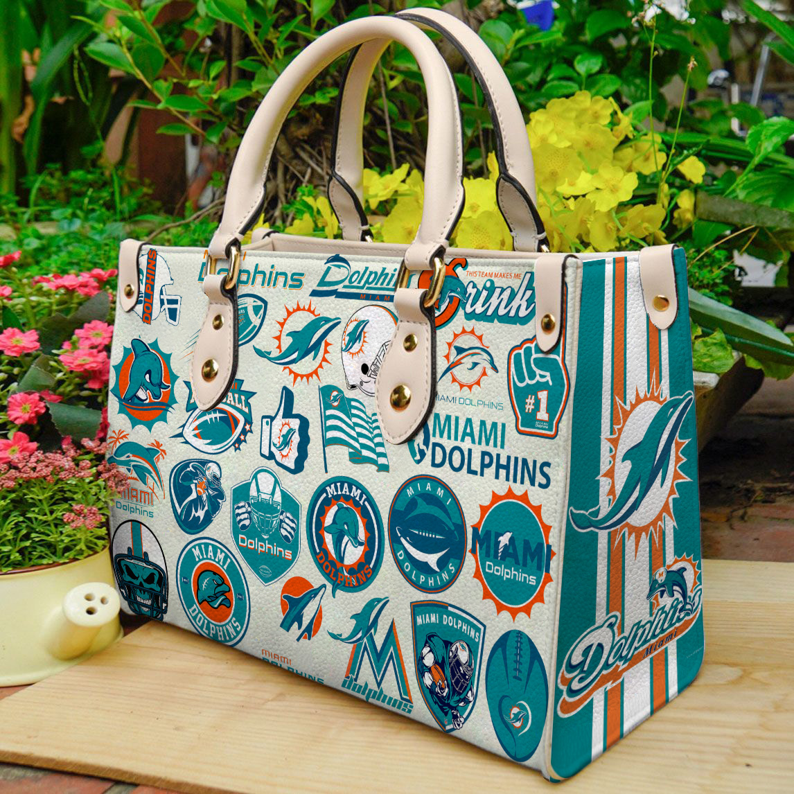 Miami dolphins luxury handbag leather bag for women