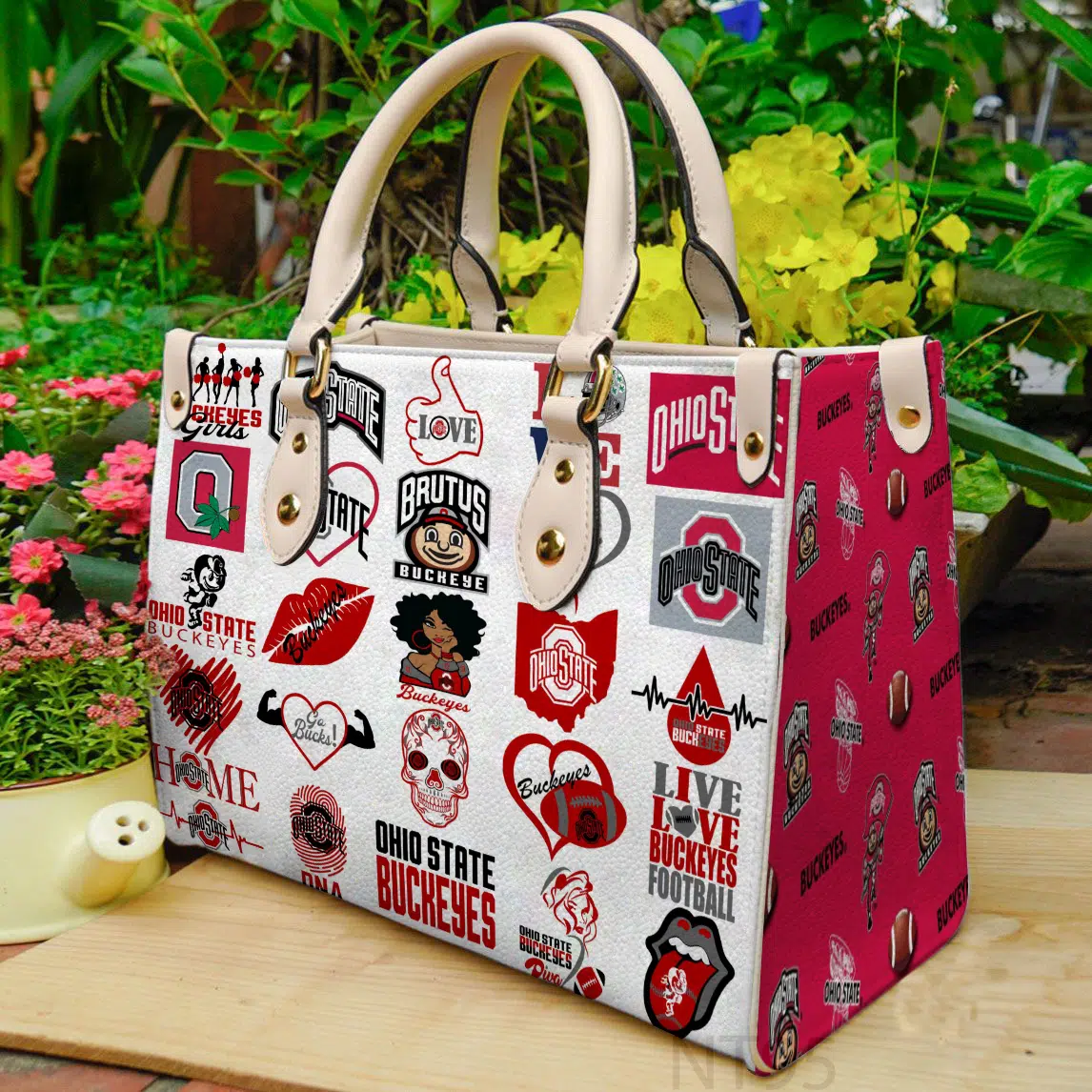 Ohio state buckeyes luxury handbag leather bag for women