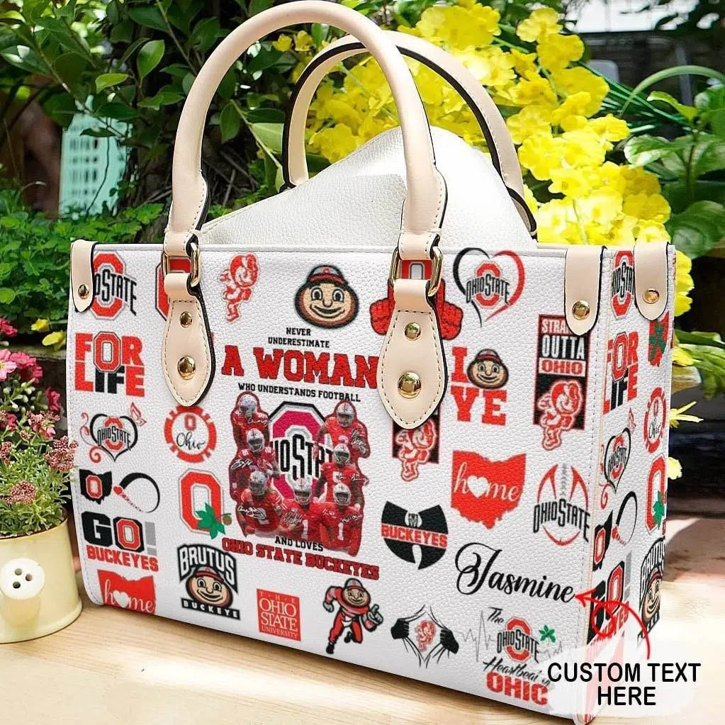 Ohio state buckeyes luxury handbag leather bag for women