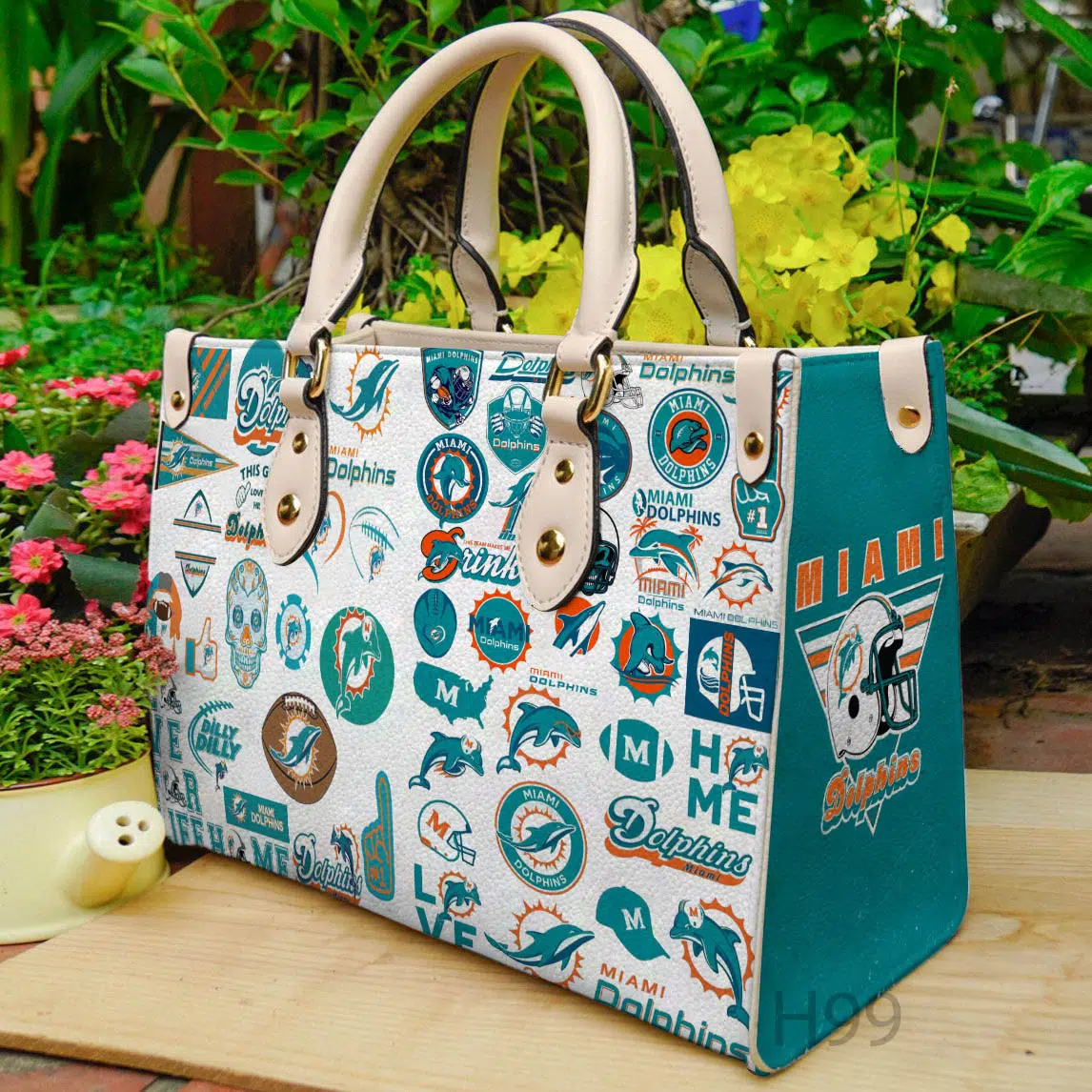 Miami dolphins 2 luxury handbag leather bag for women