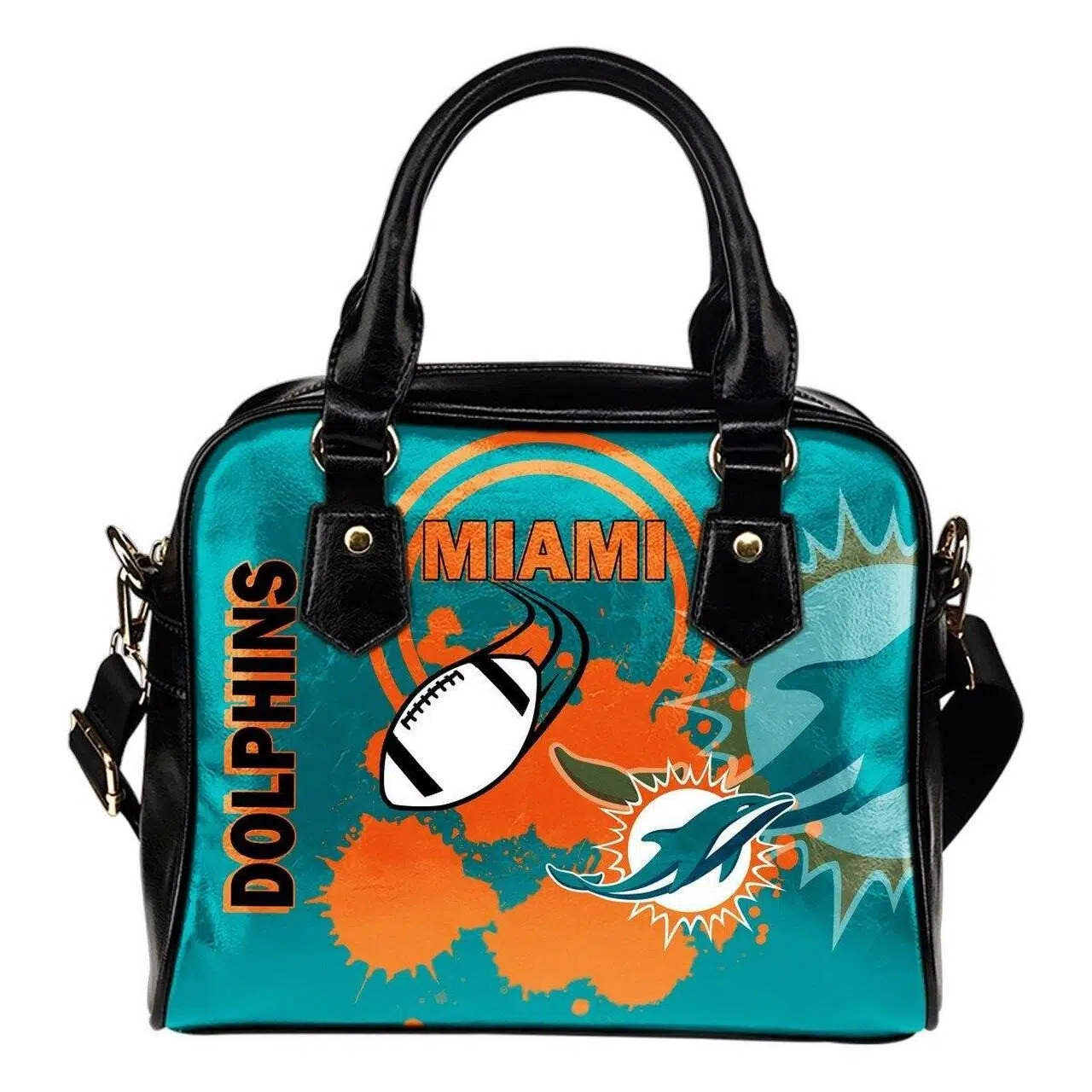 Miami dolphins 1 leather shoulder bag