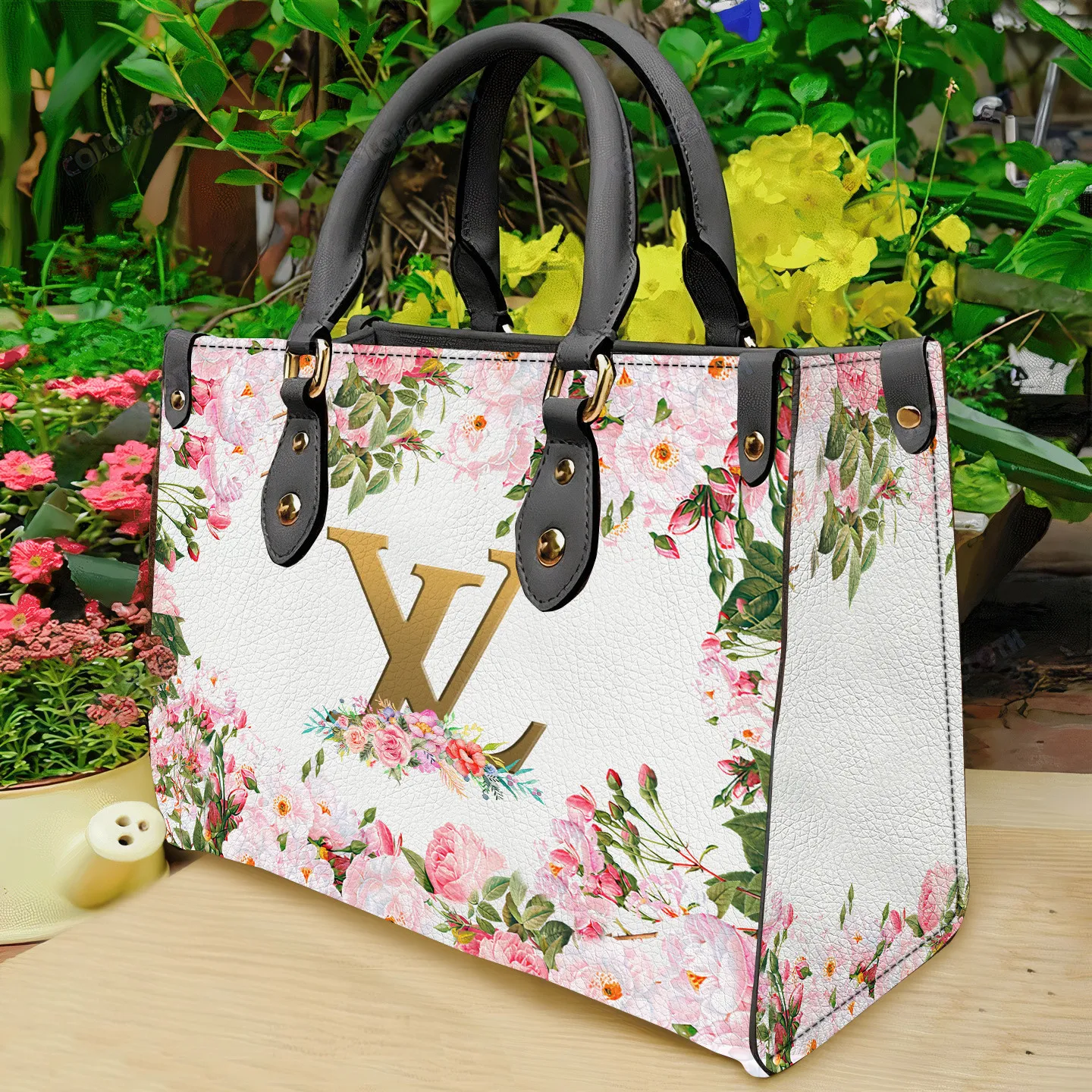 Louis Vuitton Lv Floral Handbag Leather Tote Bag Luxury Hand Purse Leather Bag For Women