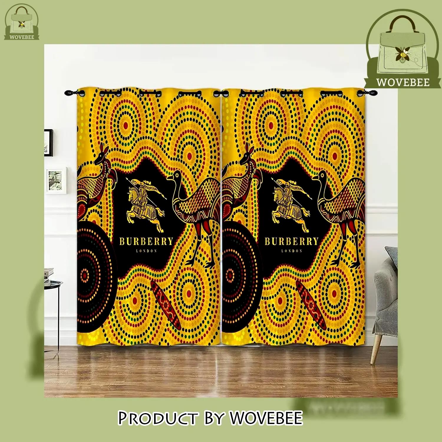 Burberry yellow fashion window curtain home decor luxury brand - wvb-wc-158212