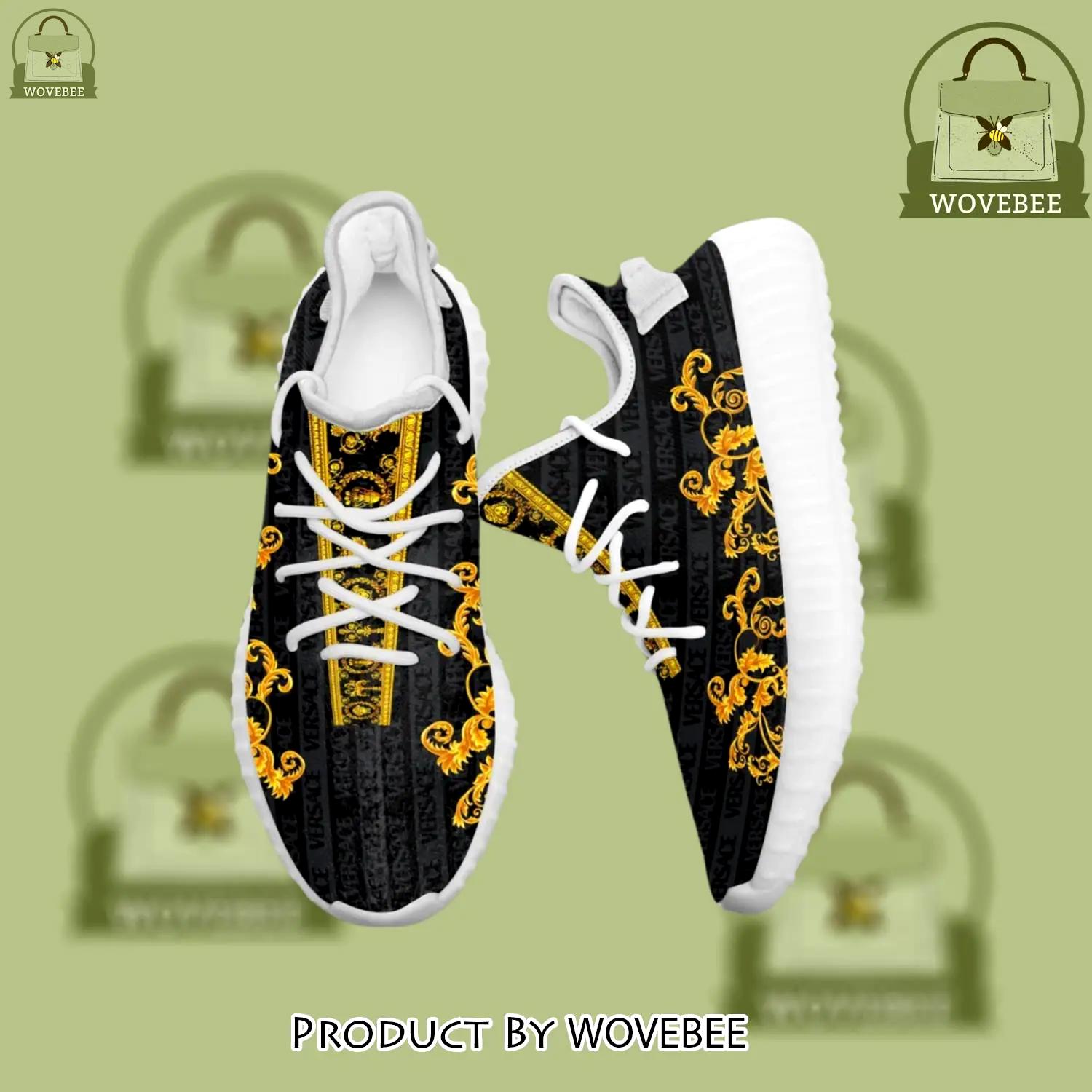 Buy gianni versace black gold yeezy boost shoes sport sneakers best for men women 54 yzes - wvb-ys-209517