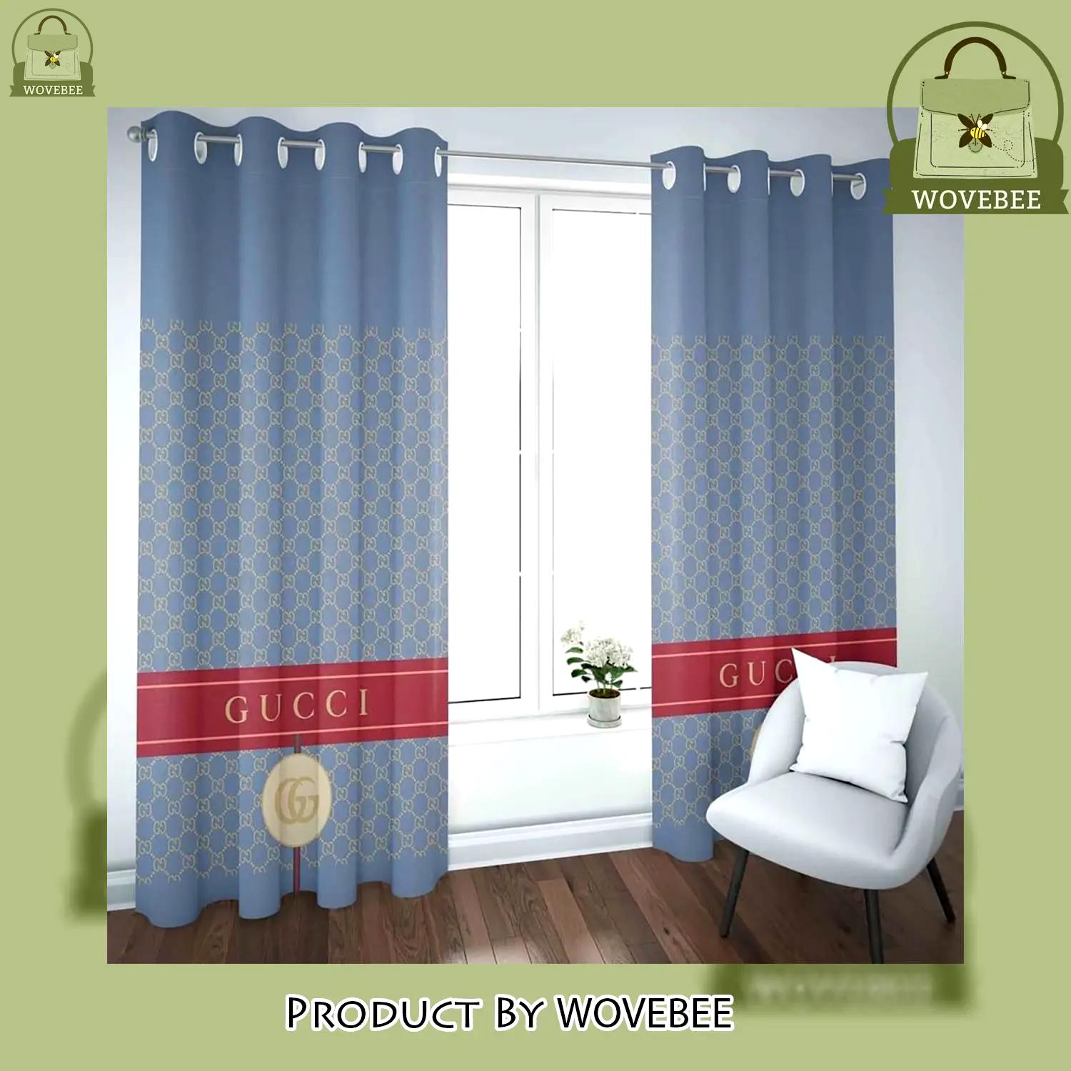 Gucci blue fashion logo luxury brand window curtain home decor - wvb-wc-191509