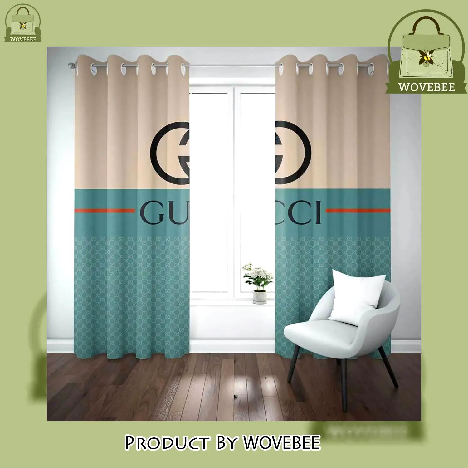 Gucci cian beige luxury fashion premium window curtain home decor - wvb-wc-224447