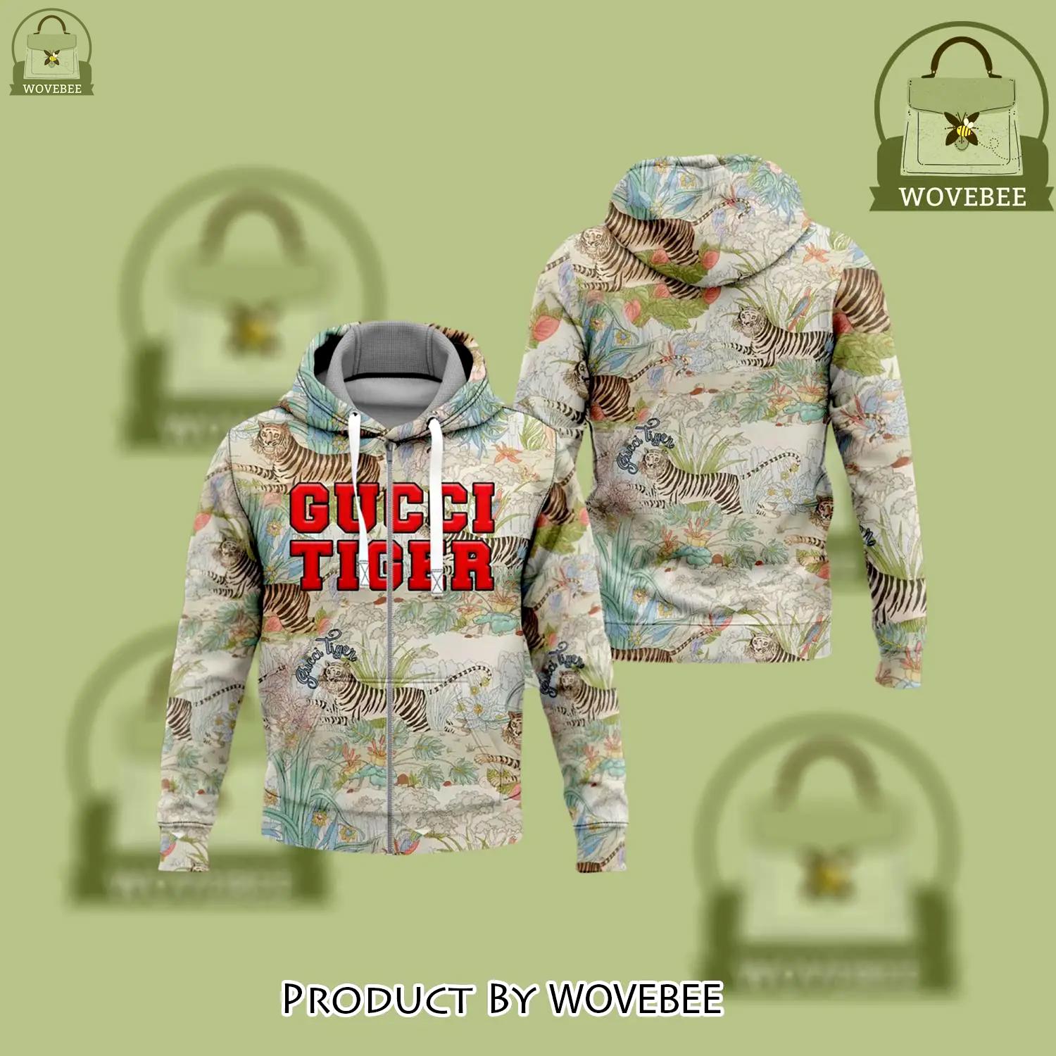 Gucci tiger flower unisex zipper hoodie for men women luxury brand - wvb-zh-179234