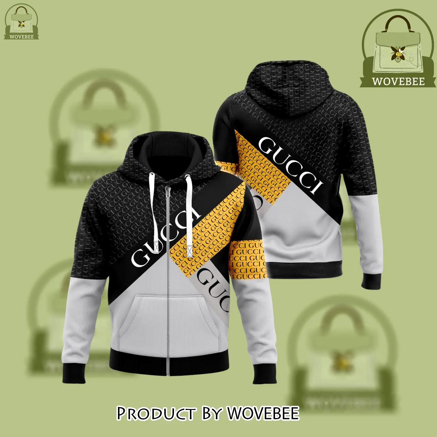 Gucci yellow black unisex zipper hoodie for men women luxury brand - wvb-zh-991359
