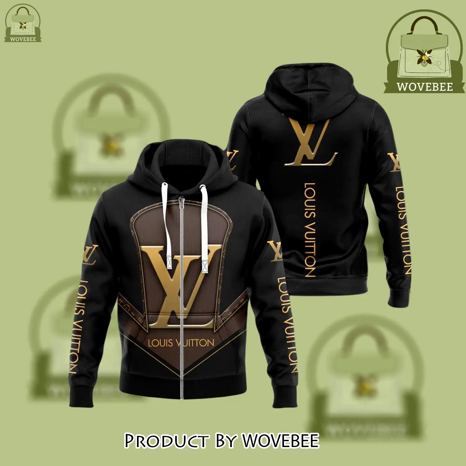 Louis vuitton black brown unisex zipper hoodie for men women luxury brand - wvb-zh-412421