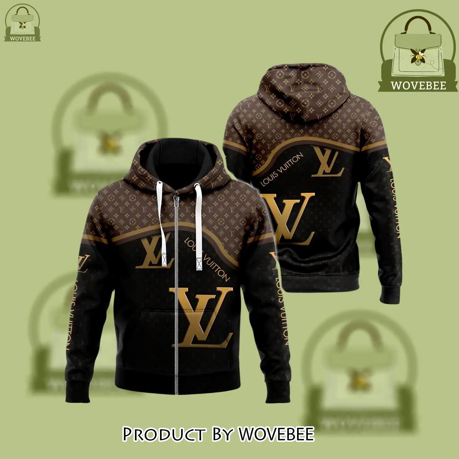 Louis vuitton black brown unisex zipper hoodie for men women luxury brand u5q - wvb-zh-353329