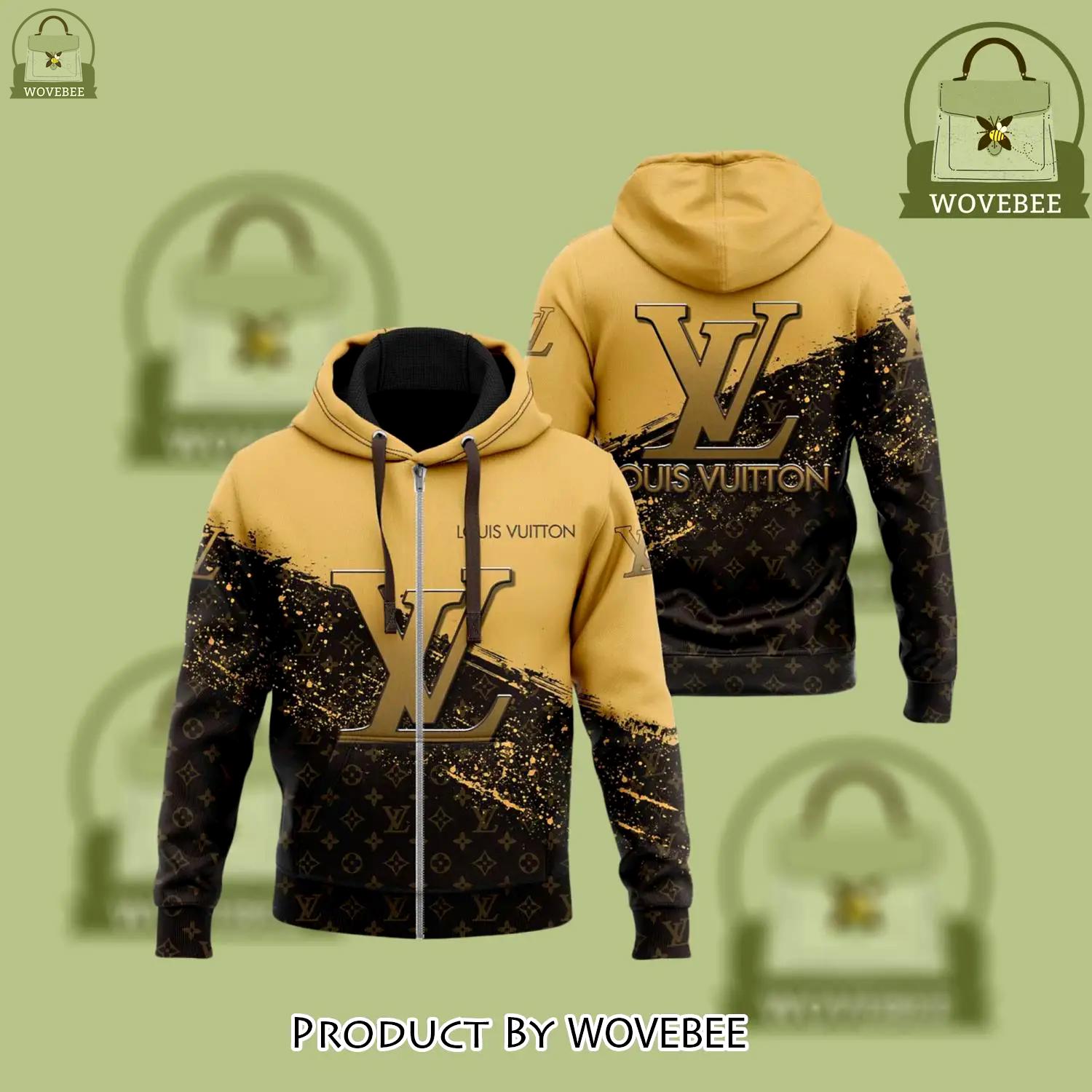 Louis vuitton black brown unisex zipper hoodie premium outfit for men women luxury brand - wvb-zh-980108