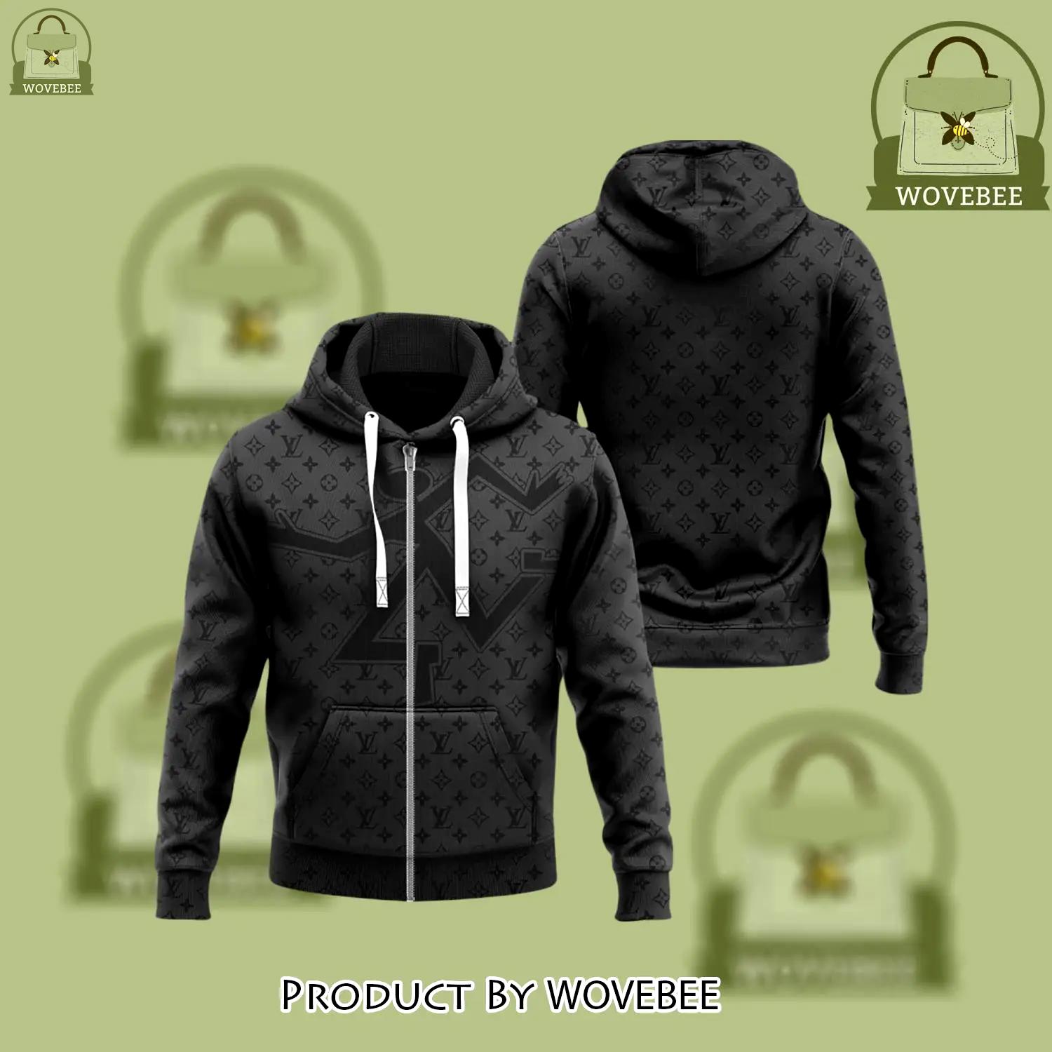 Louis vuitton black unisex zipper hoodie for men women luxury brand - wvb-zh-866633