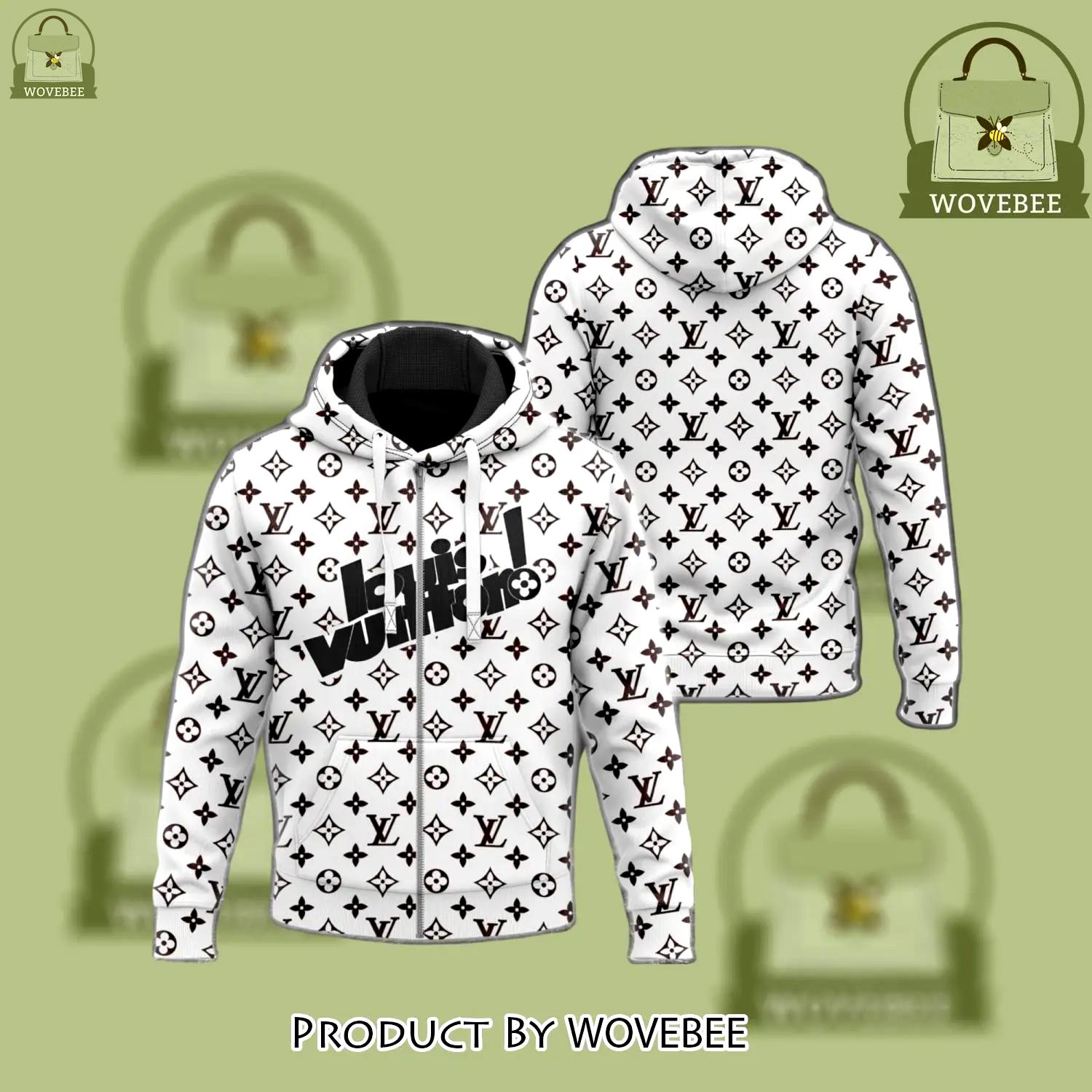Louis vuitton black white unisex zipper hoodie outfit for men women luxury brand - wvb-zh-982307