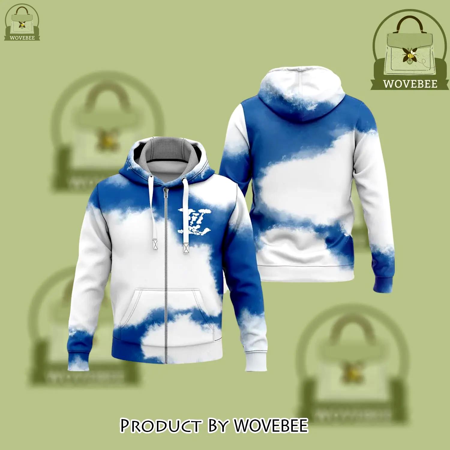 Louis vuitton blue white unisex zipper hoodie for men women luxury brand - wvb-zh-581866