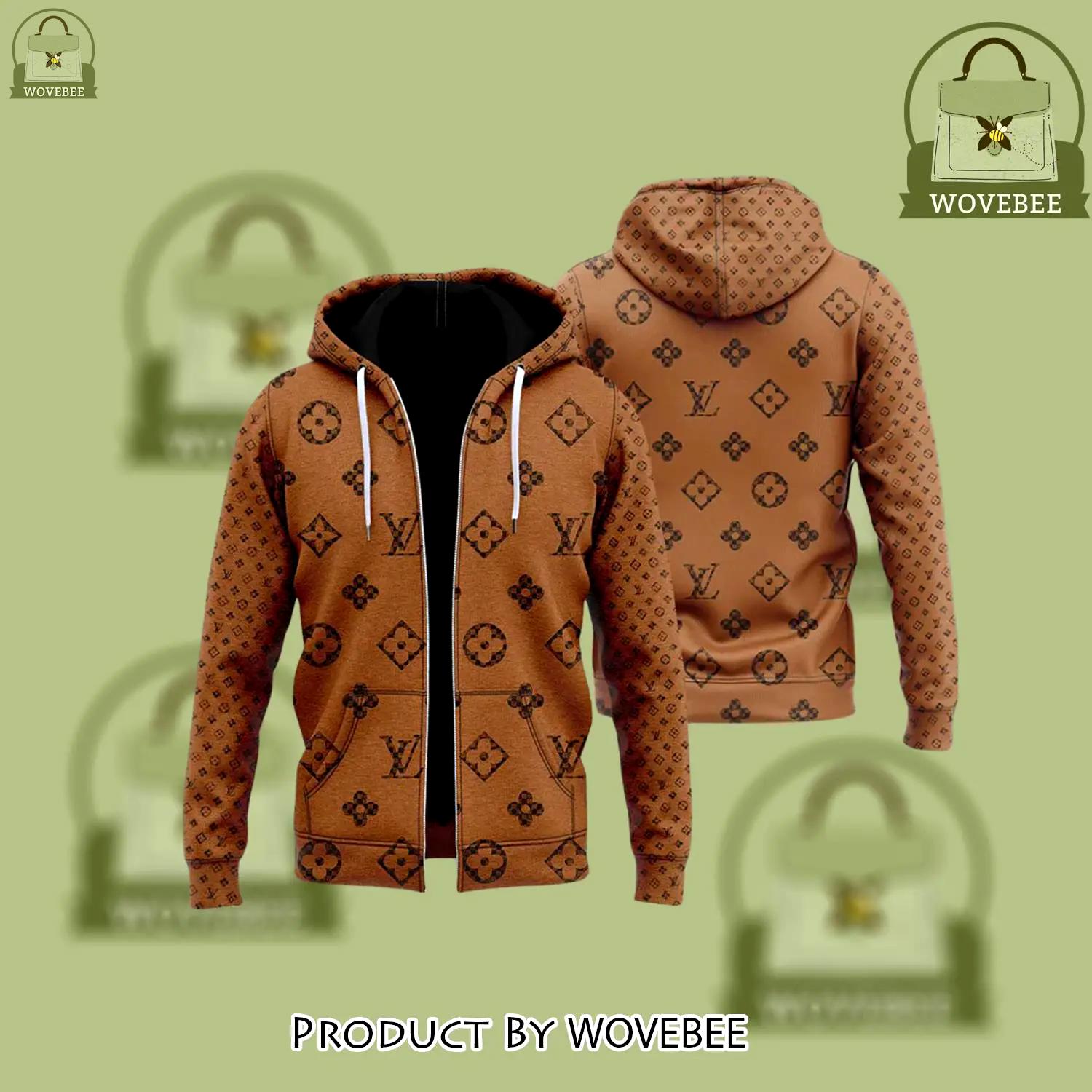 Louis vuitton bronze unisex zipper hoodie for men women luxury brand - wvb-zh-944273