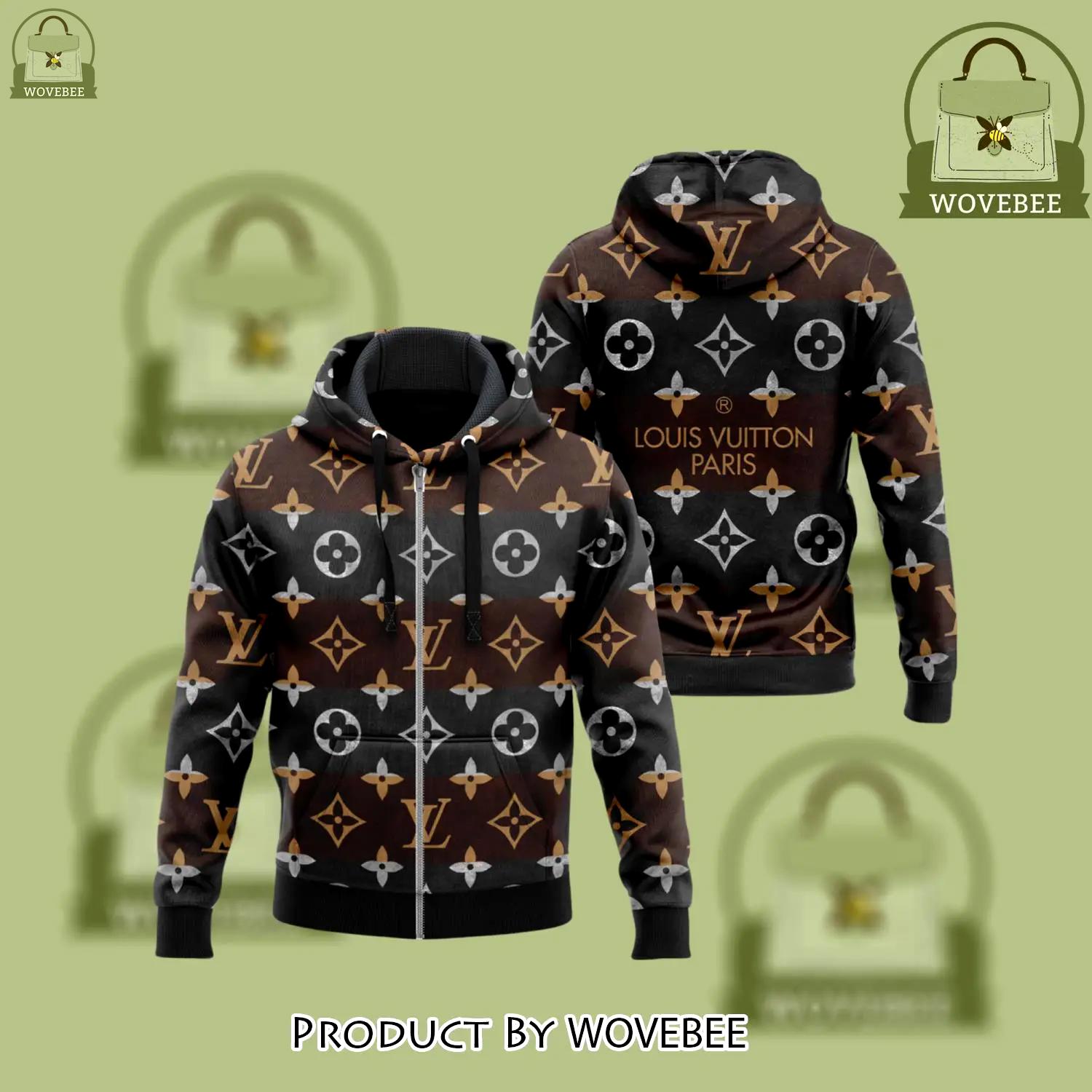 Louis vuitton brown black unisex zipper hoodie for men women luxury brand - wvb-zh-711010