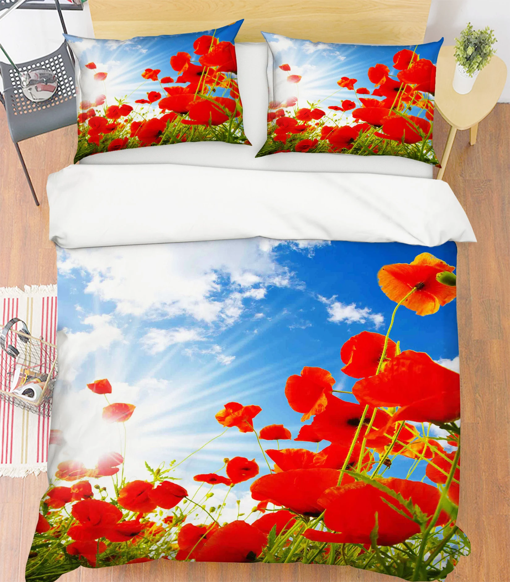 3d red and  blue flower  mmm145 duvet cover bedding set quilt cover quilt duvet cover