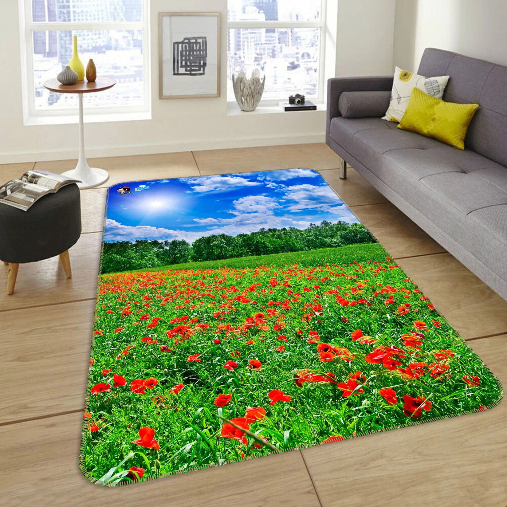 3d red flower cluster fff692 floor non slip rug room