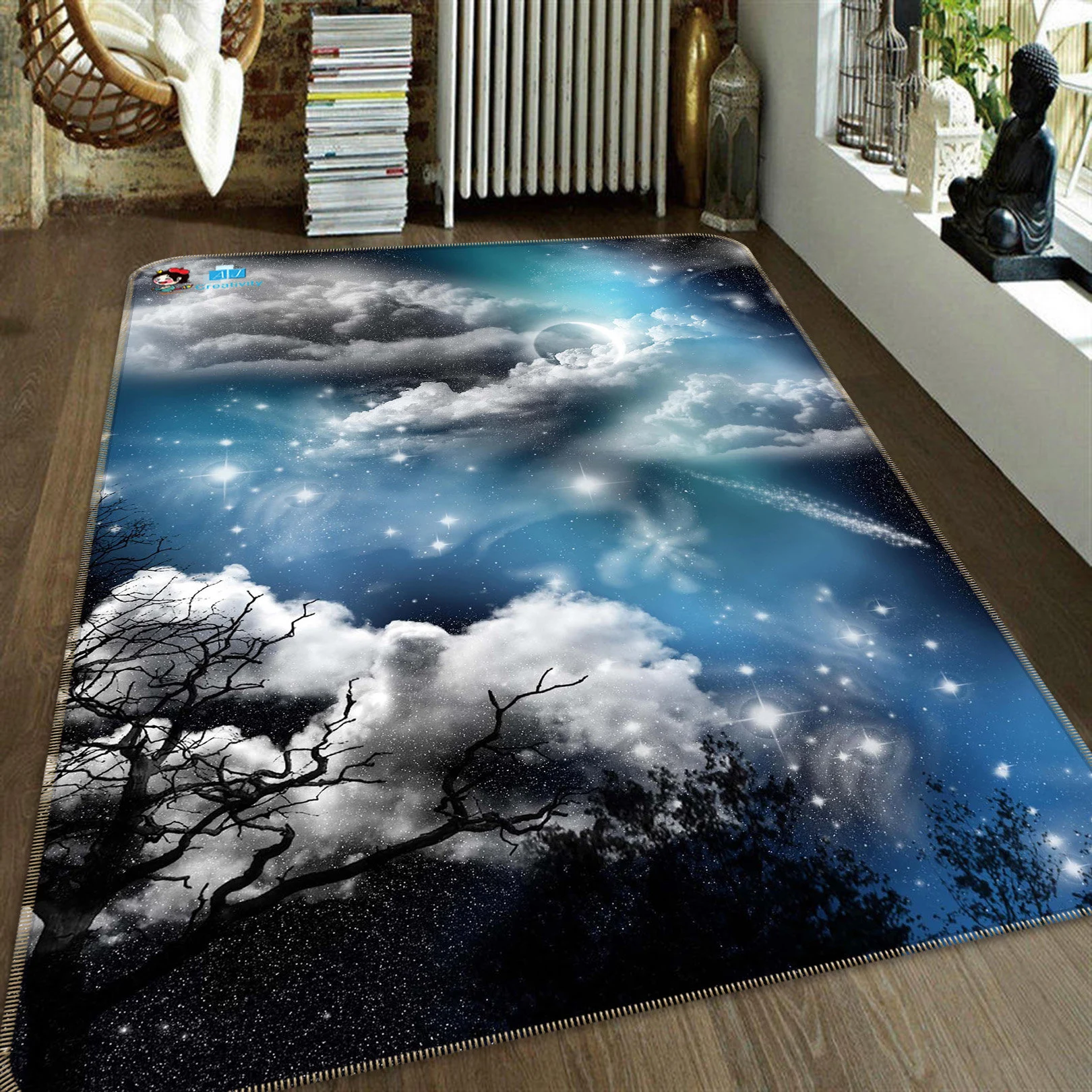 3d blue starry sky fff704 floor non slip rug room