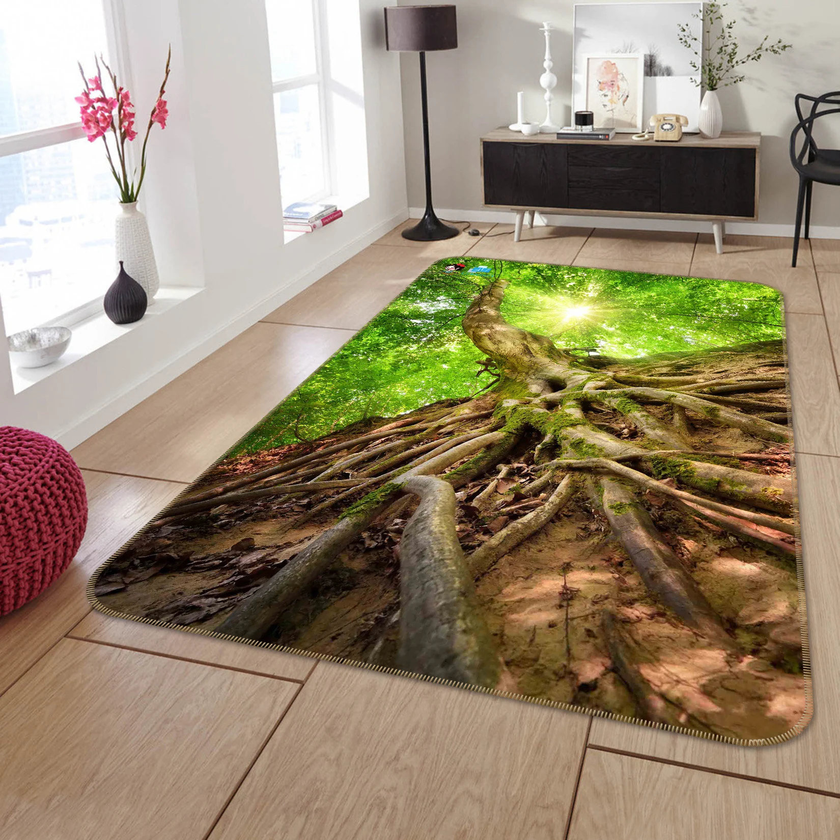 3d green tree root fff694 floor non slip rug room