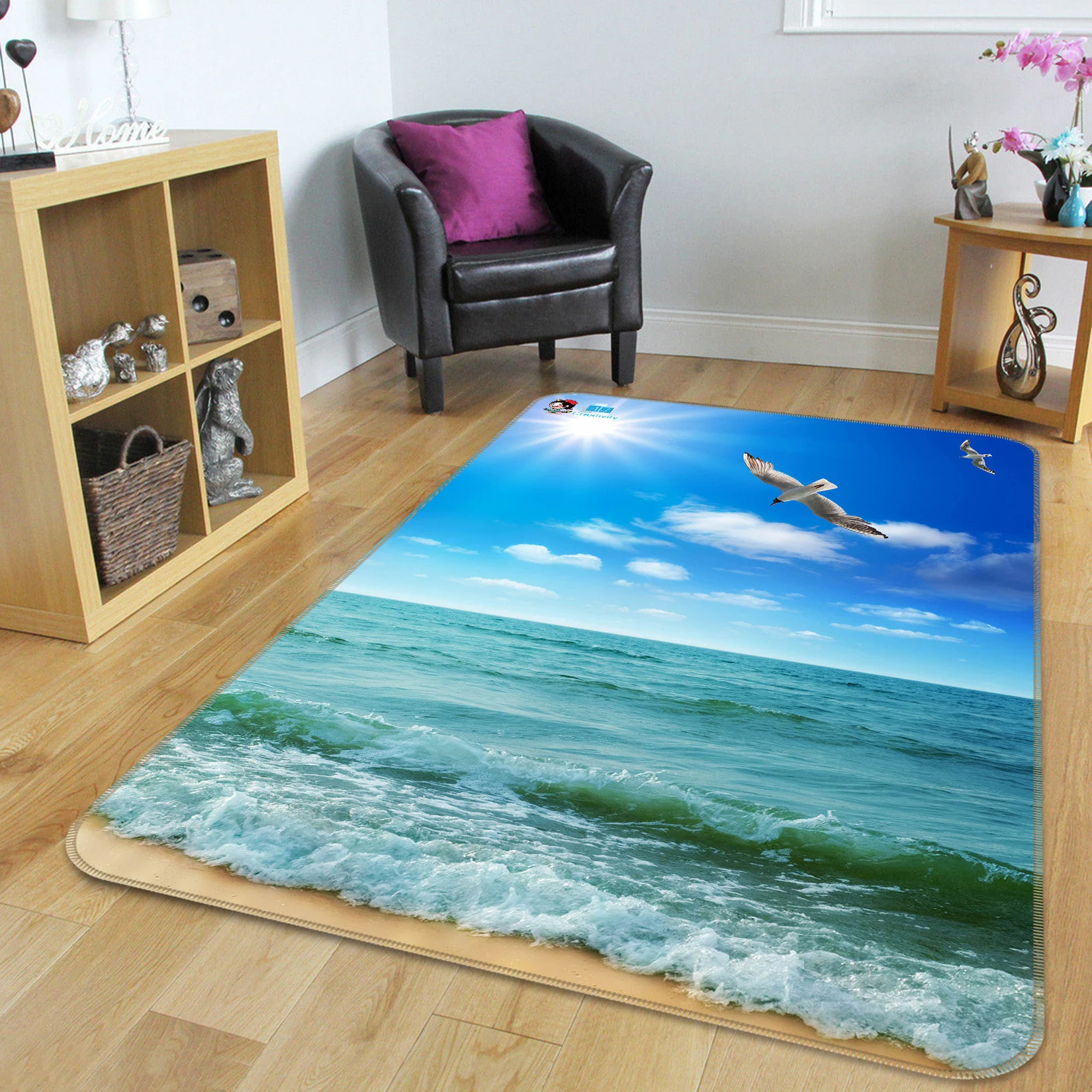 3d blue sea fff691 floor non slip rug room