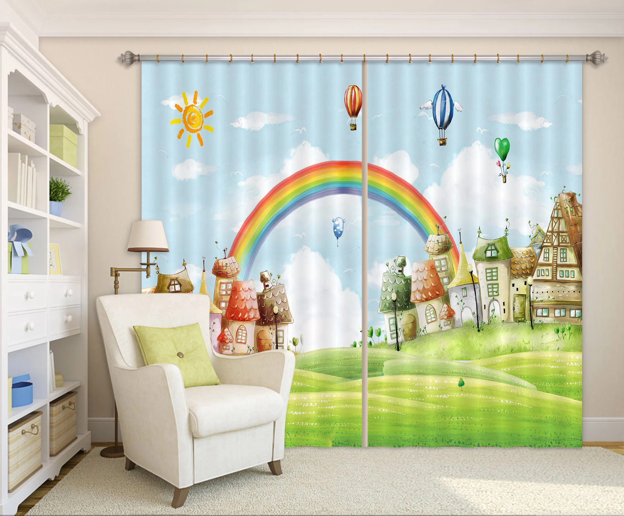 3d rainbow mushroom house cc292 blockout photo curtain print curtains drapes fabric window