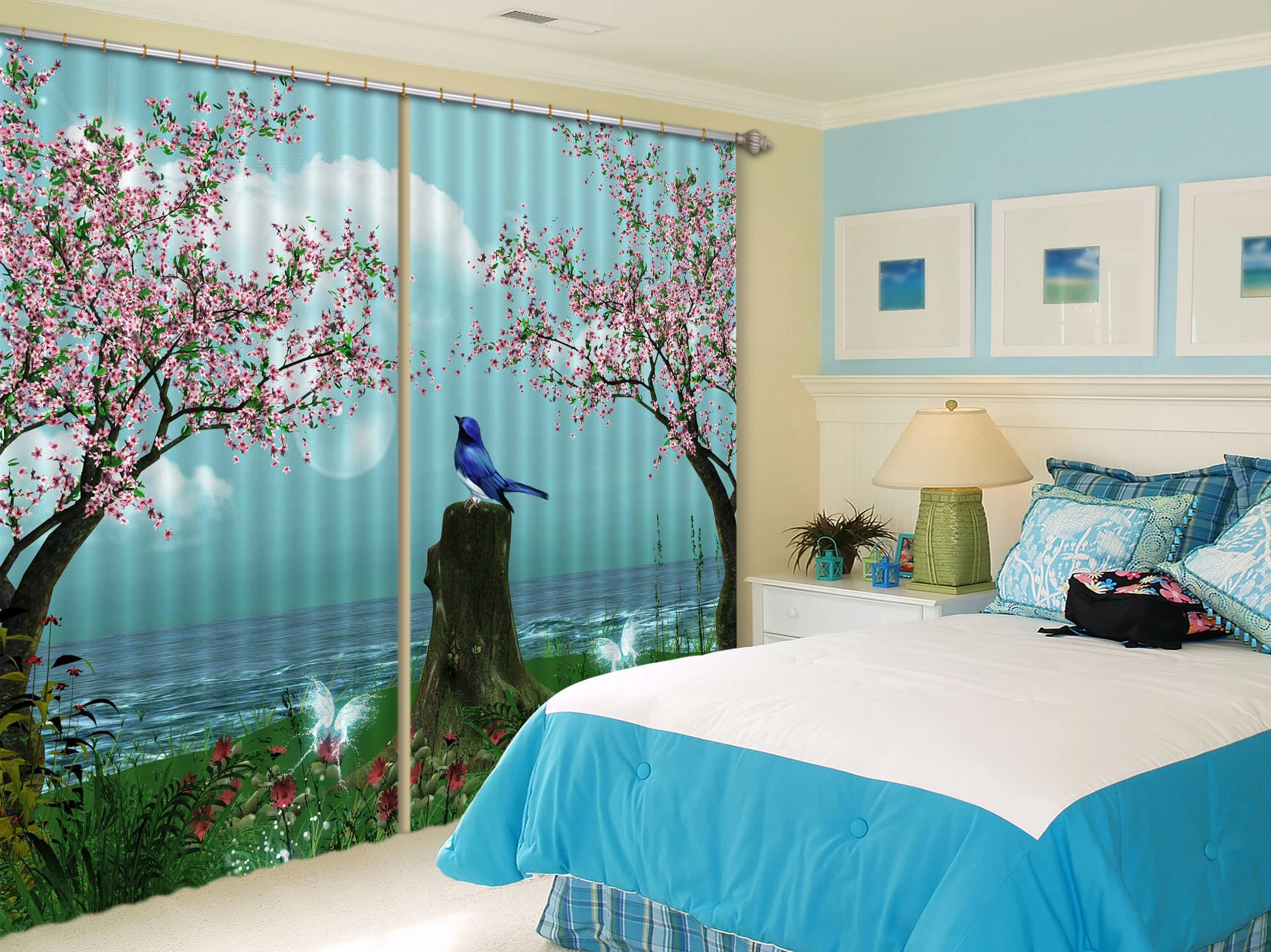 3d magpie and peach cc284 blockout photo curtain print curtains drapes fabric window