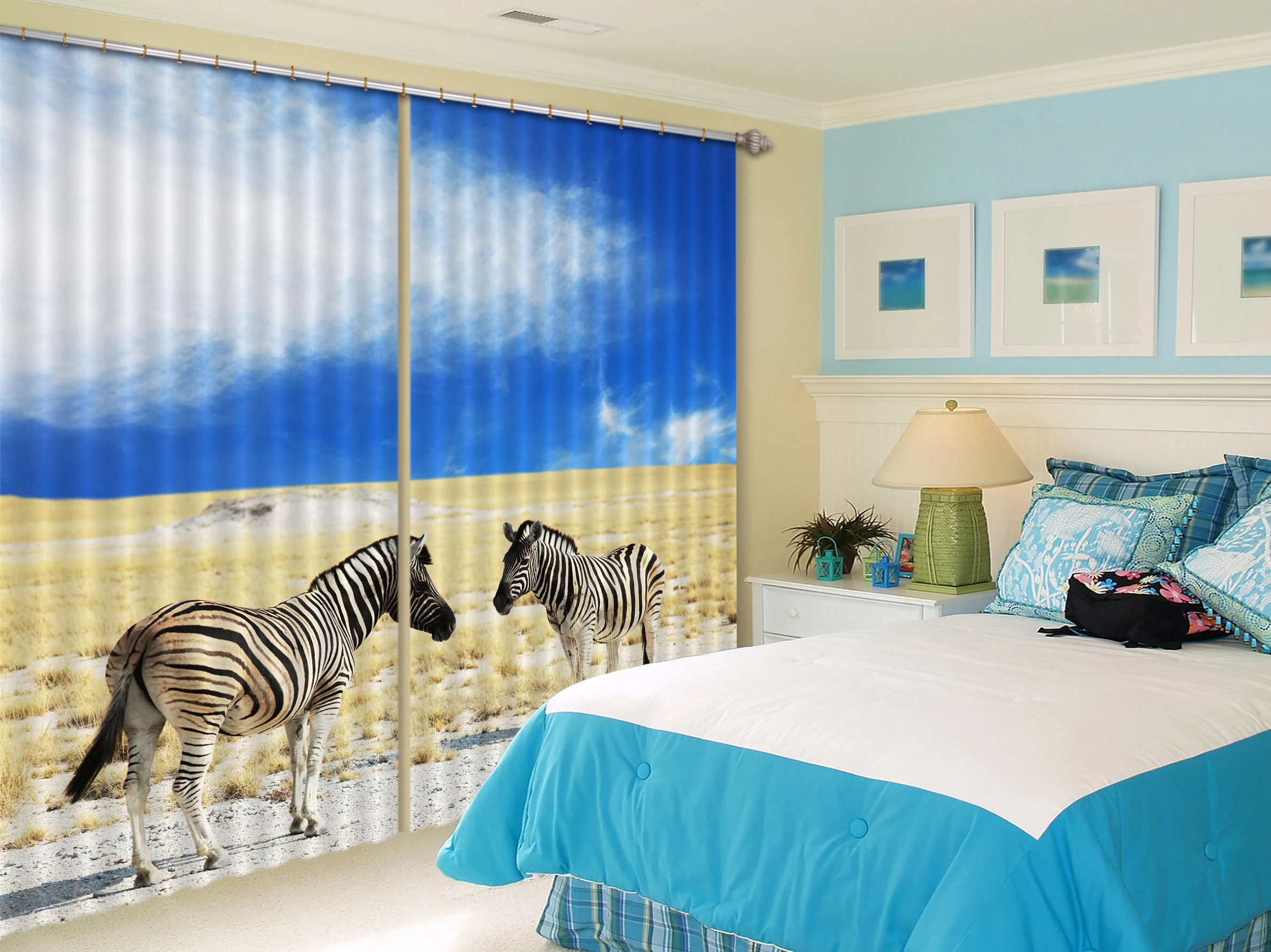 3d desert and zebra   cc285 blockout photo curtain print curtains drapes fabric window