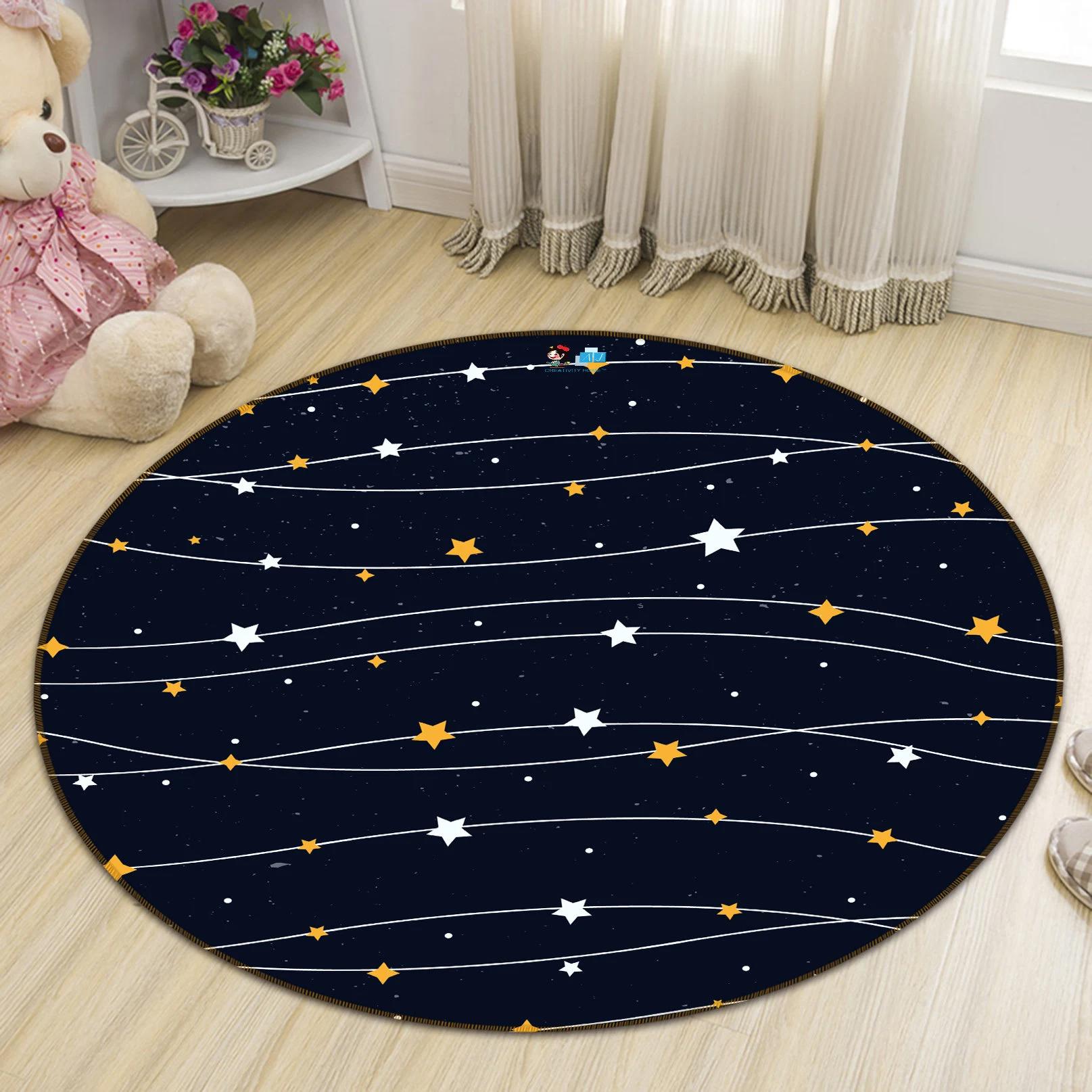 3d black starry sky r147 round floor non slip rug