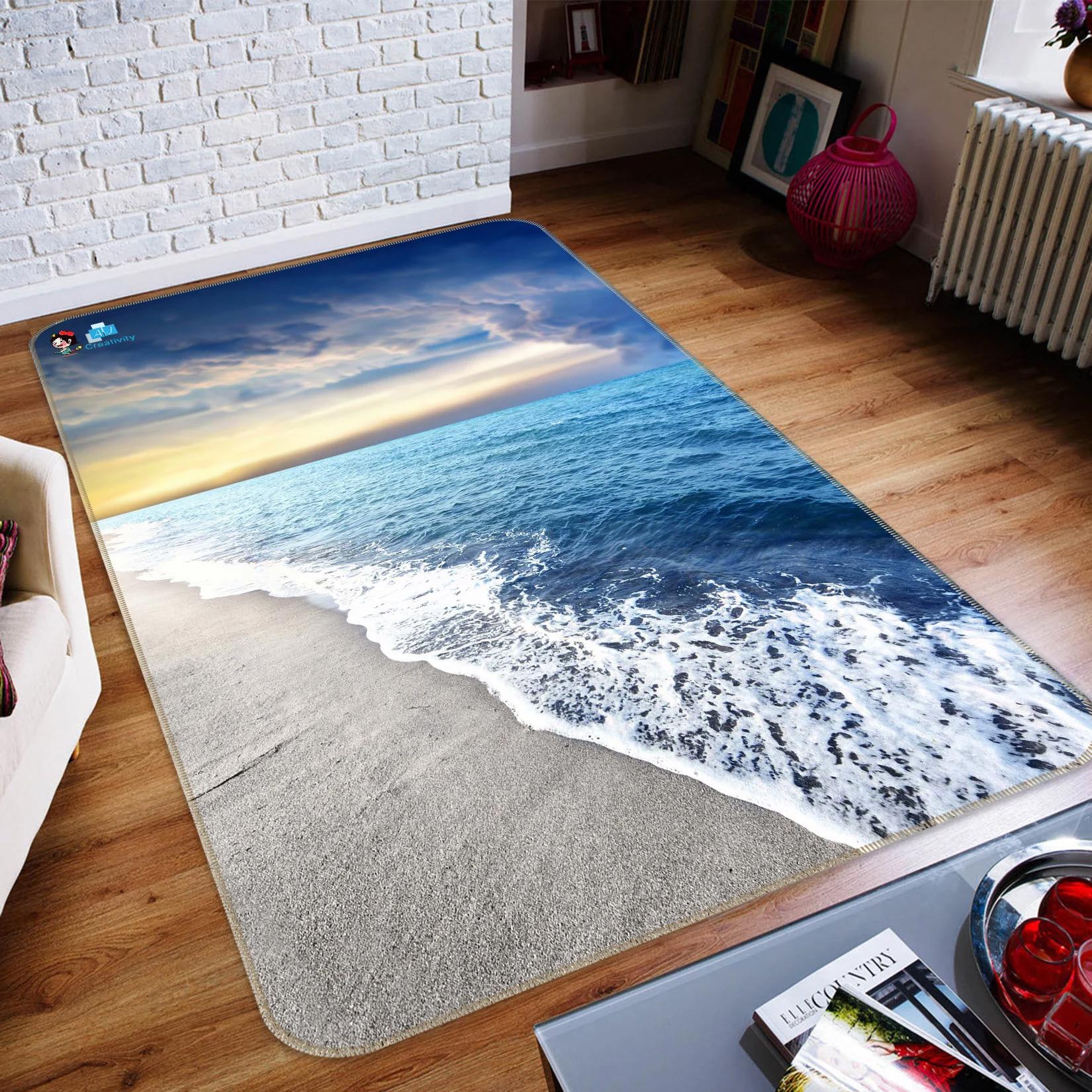 3d blue beach fff686 floor non slip rug room