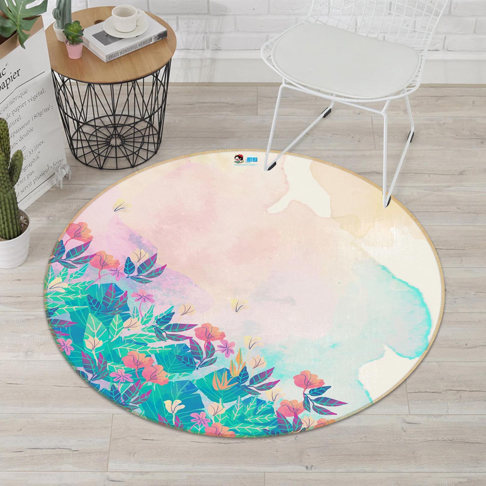 3d pink flower r133 round floor non slip rug