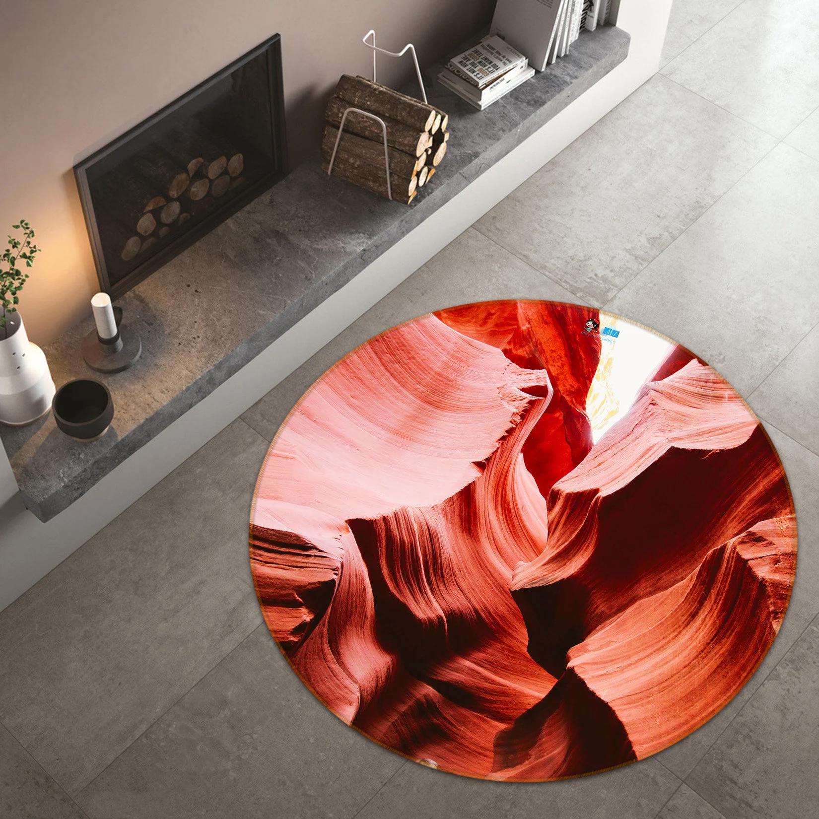 3d red watercolor r157 round floor non slip rug