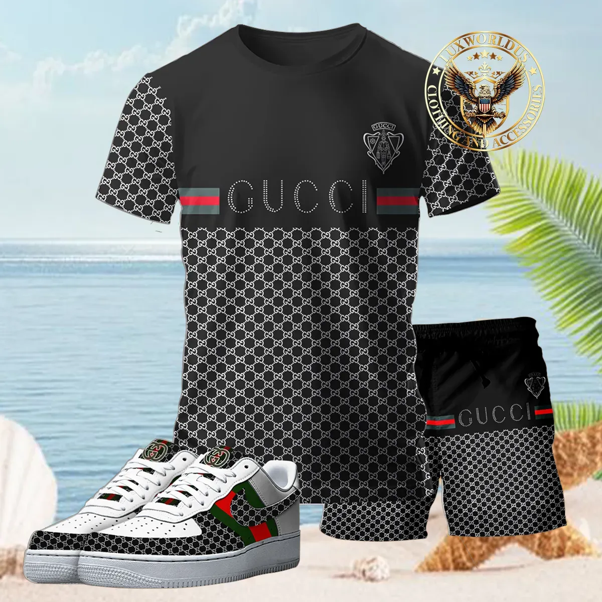 Premium Gucci Luxury T-Shirt & Short x AF1 Sneaker