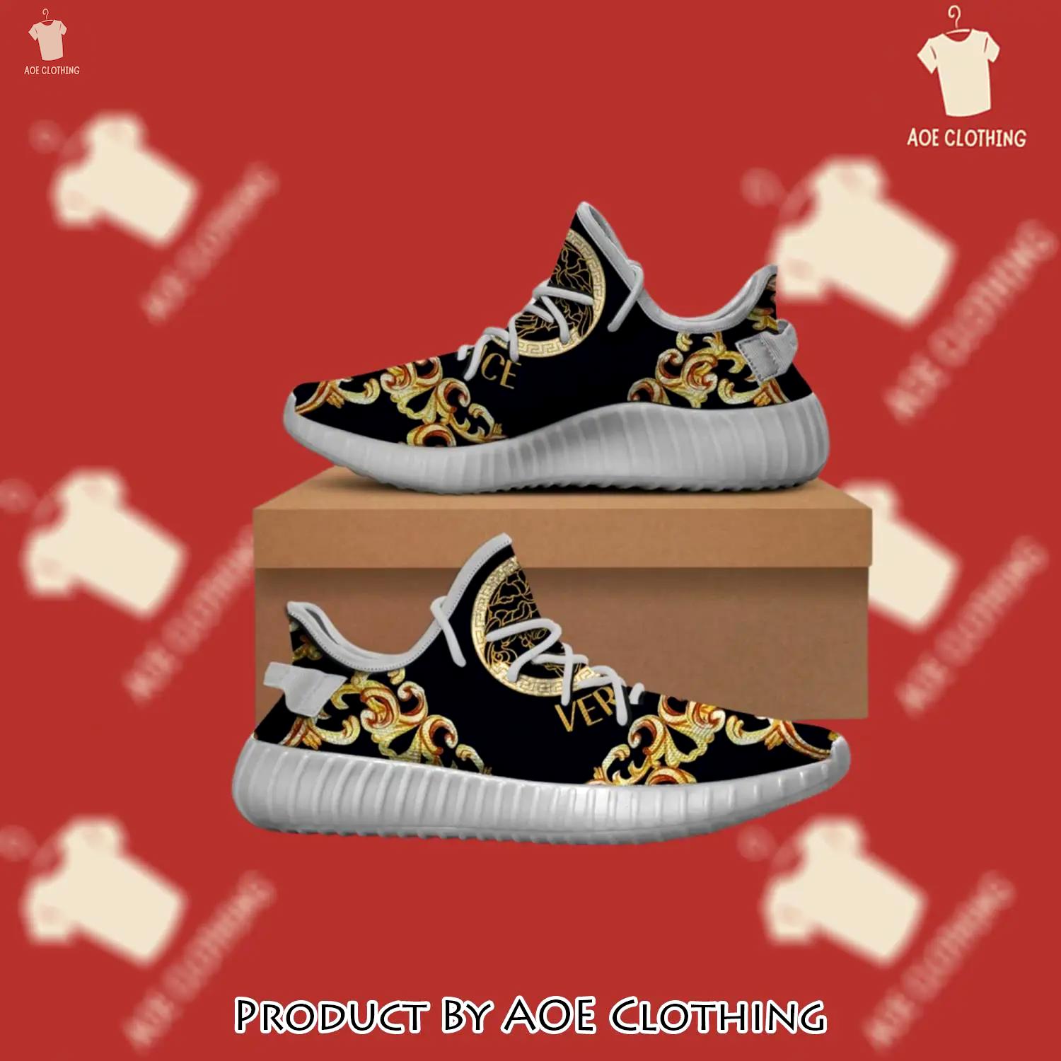 Buy gianni versace black gold yeezy boost shoes sport sneakers best for men women 47 yzes - aoe-ys-754737