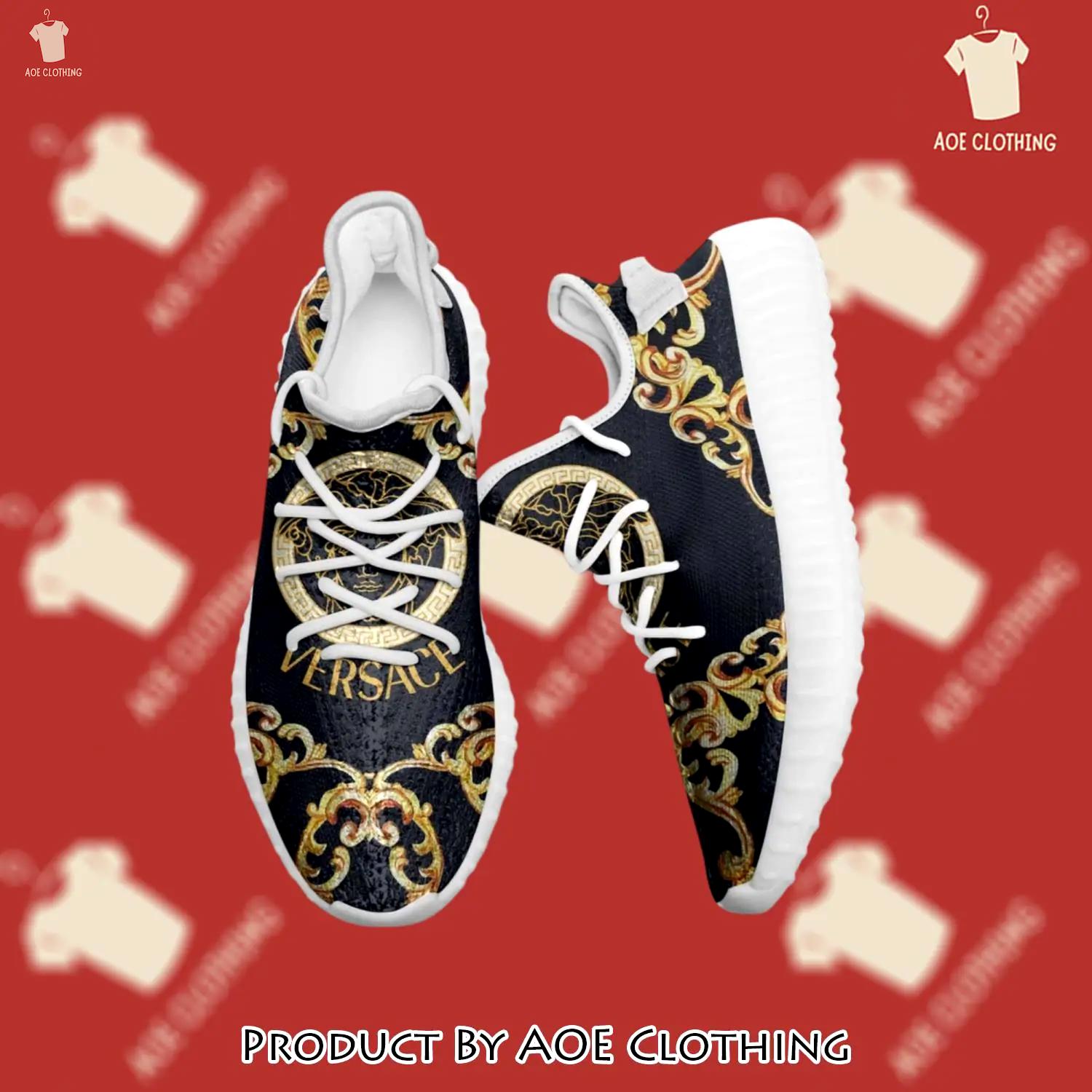 Buy gianni versace black gold yeezy boost shoes sport sneakers best for men women 48 yzes - aoe-ys-424153