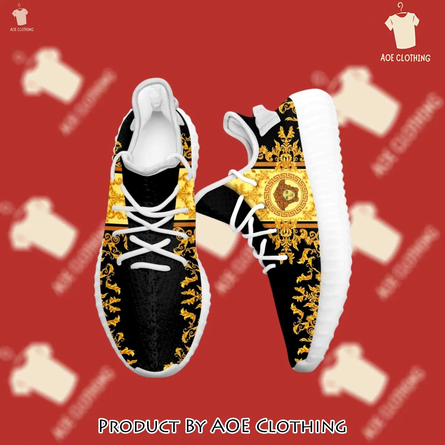 Buy gianni versace black gold yeezy boost shoes sport sneakers best for men women 50 yzes - aoe-ys-940909