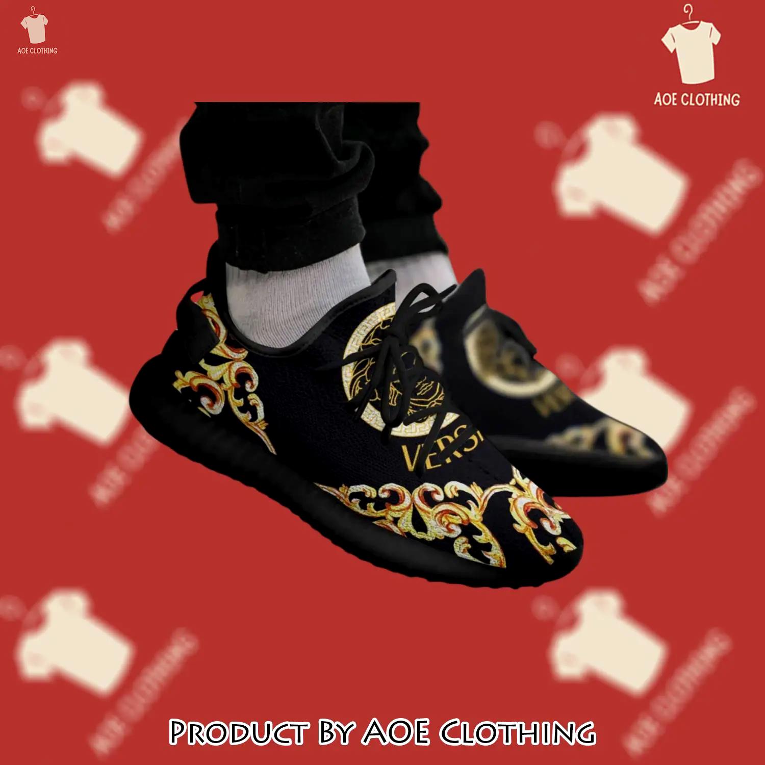 Buy gianni versace black gold yeezy boost shoes sport sneakers best for men women 52 yzes - aoe-ys-552277