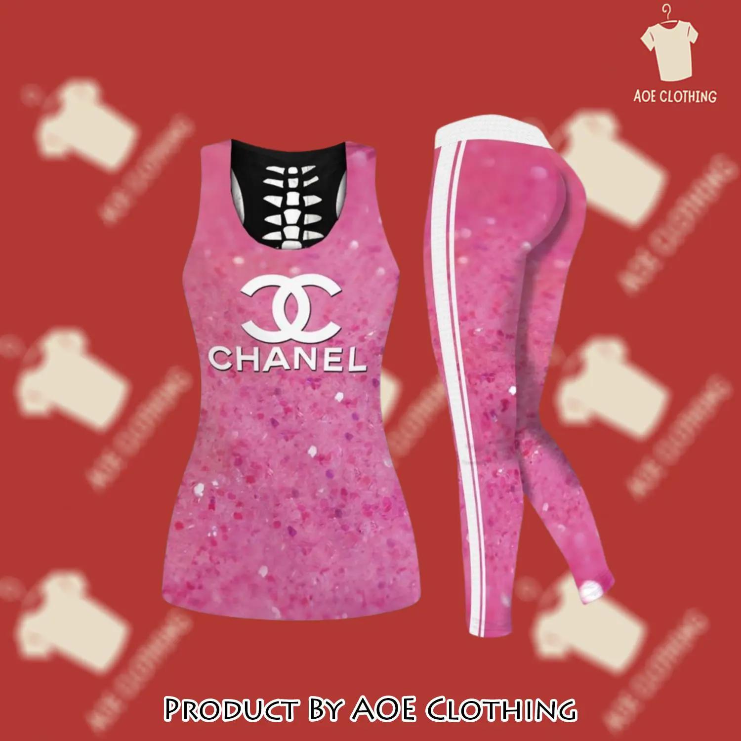 Chanel twinkle tank top leggings luxury brand clothing clothes outfit gym for women 123 htls - aoe-ttl-710392