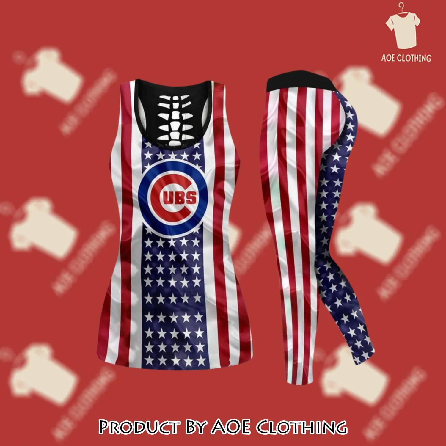 Chicago cubs mlb tank top leggings sport clothing clothes outfit gym for women 33 htls - aoe-ttl-309373