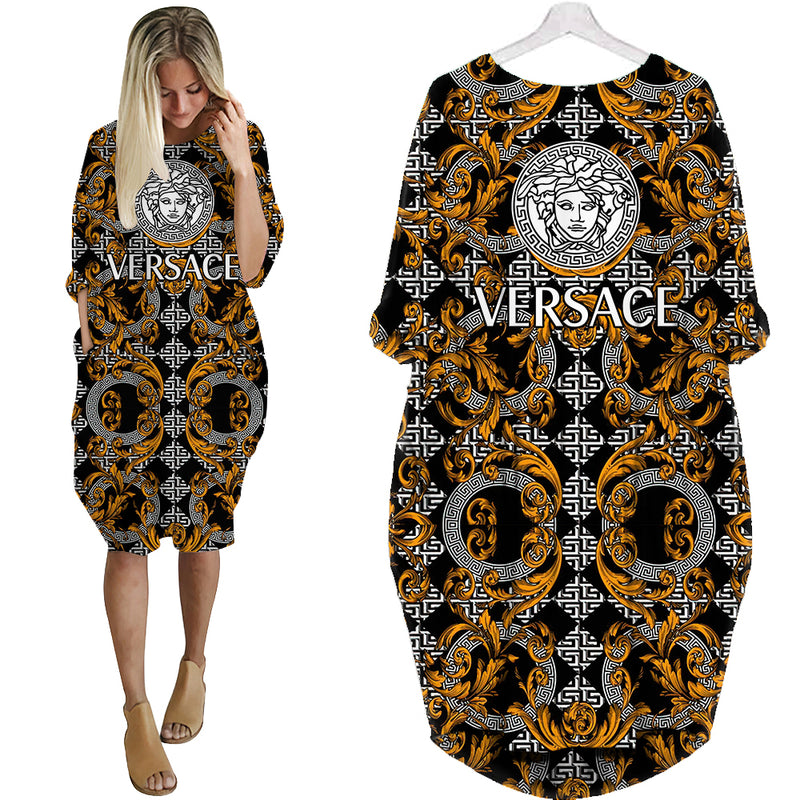 Gianni versace black batwing pocket dress luxury brand clothing clothes outfit for women