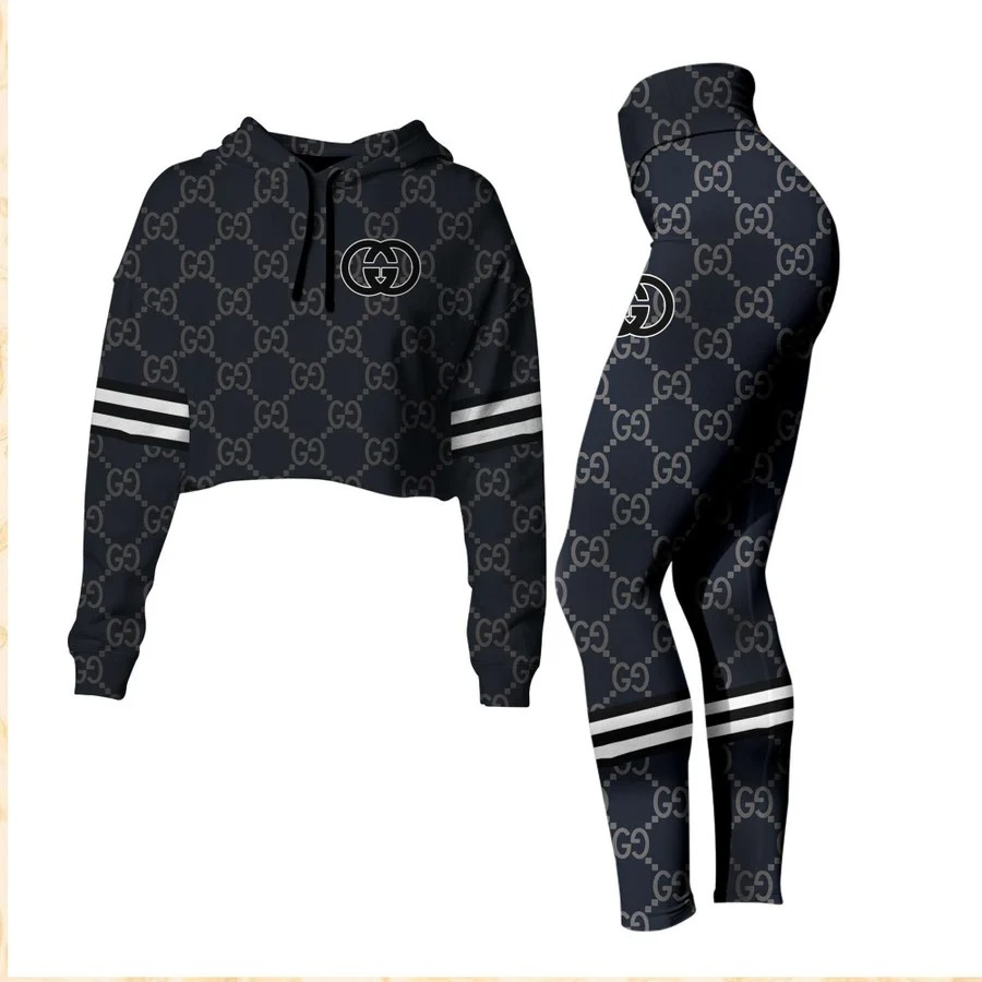 Gucci navy croptop hoodie leggings for women luxury brand clothing clothes outfit for women