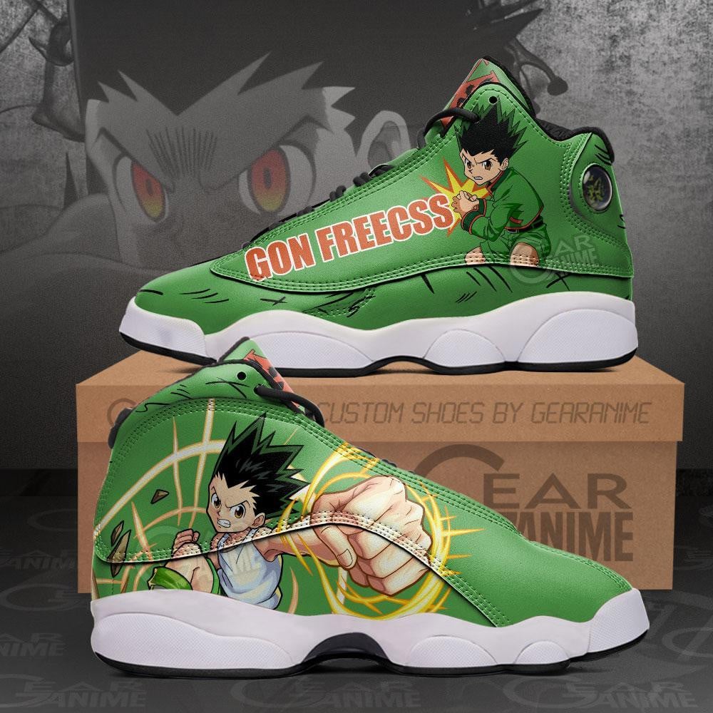 Gon freecss jordan 13 sneakers custom anime hunter x hunter shoes