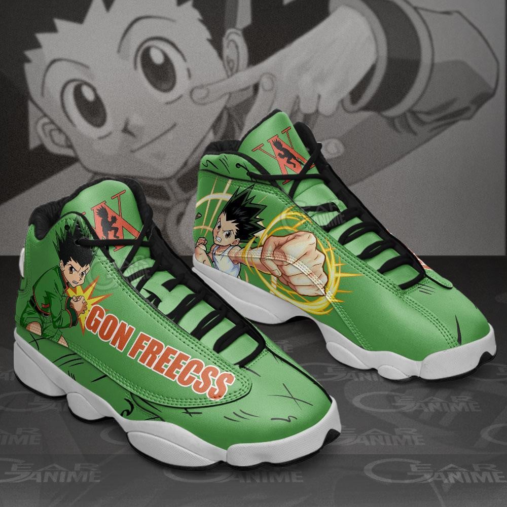 Gon freecss jordan 13 sneakers custom anime hunter x hunter shoes
