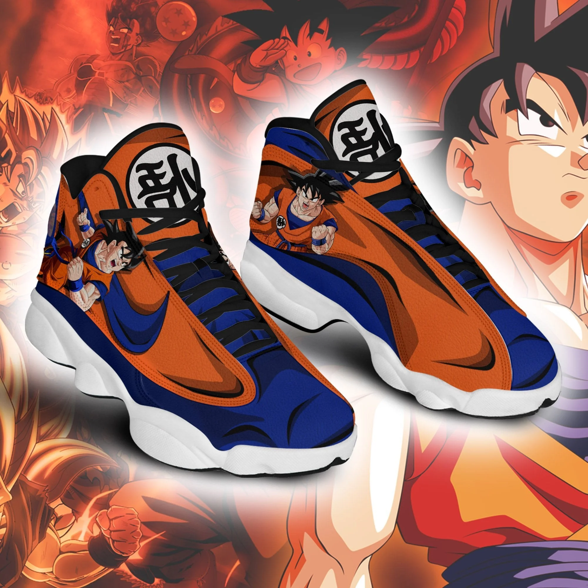 Dbz goku jordan 13 sneakers custom for dragon ball fans