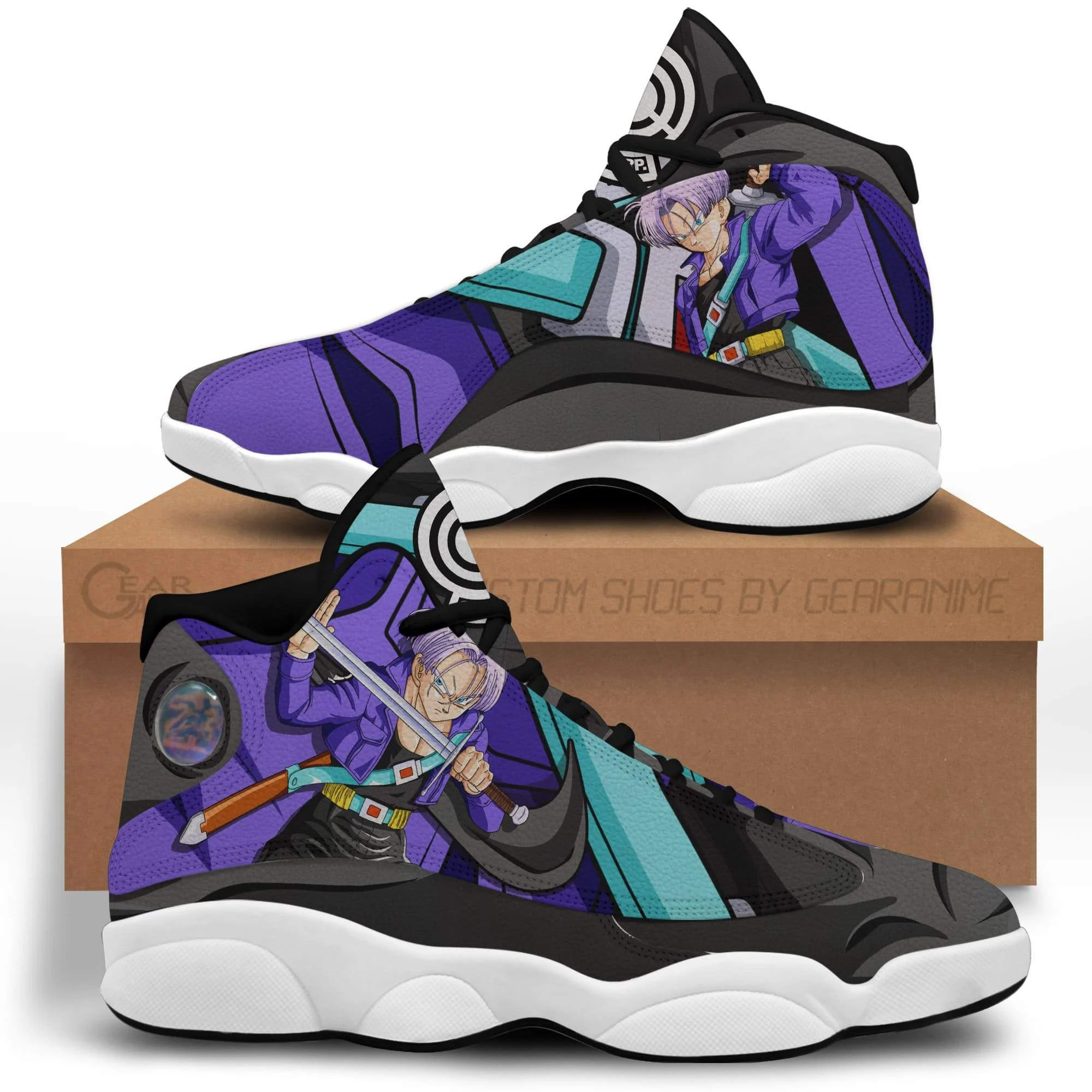Dragon ball future trunks jordan 13 sneakers custom anime dbz shoes