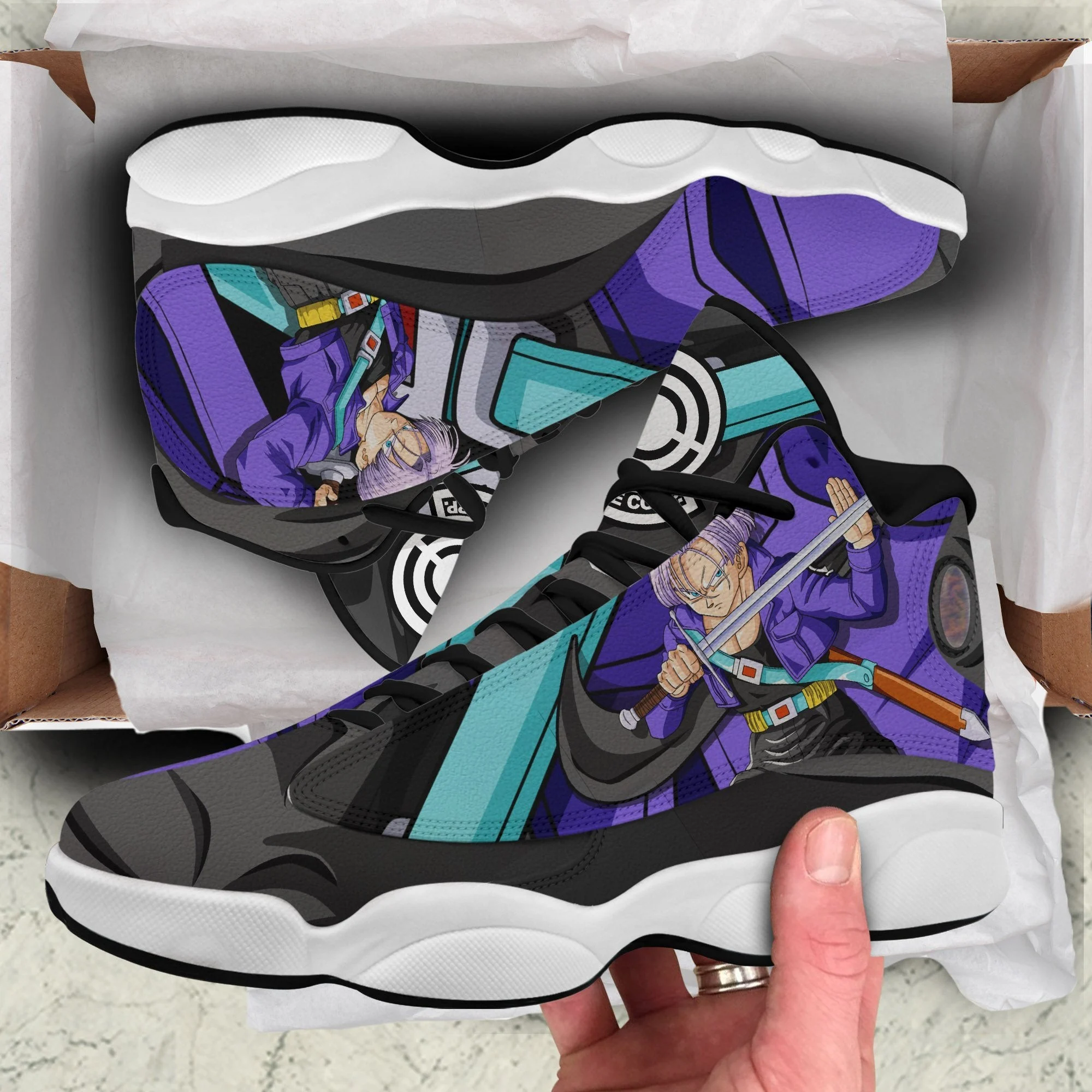 Dragon ball future trunks jordan 13 sneakers custom anime dbz shoes