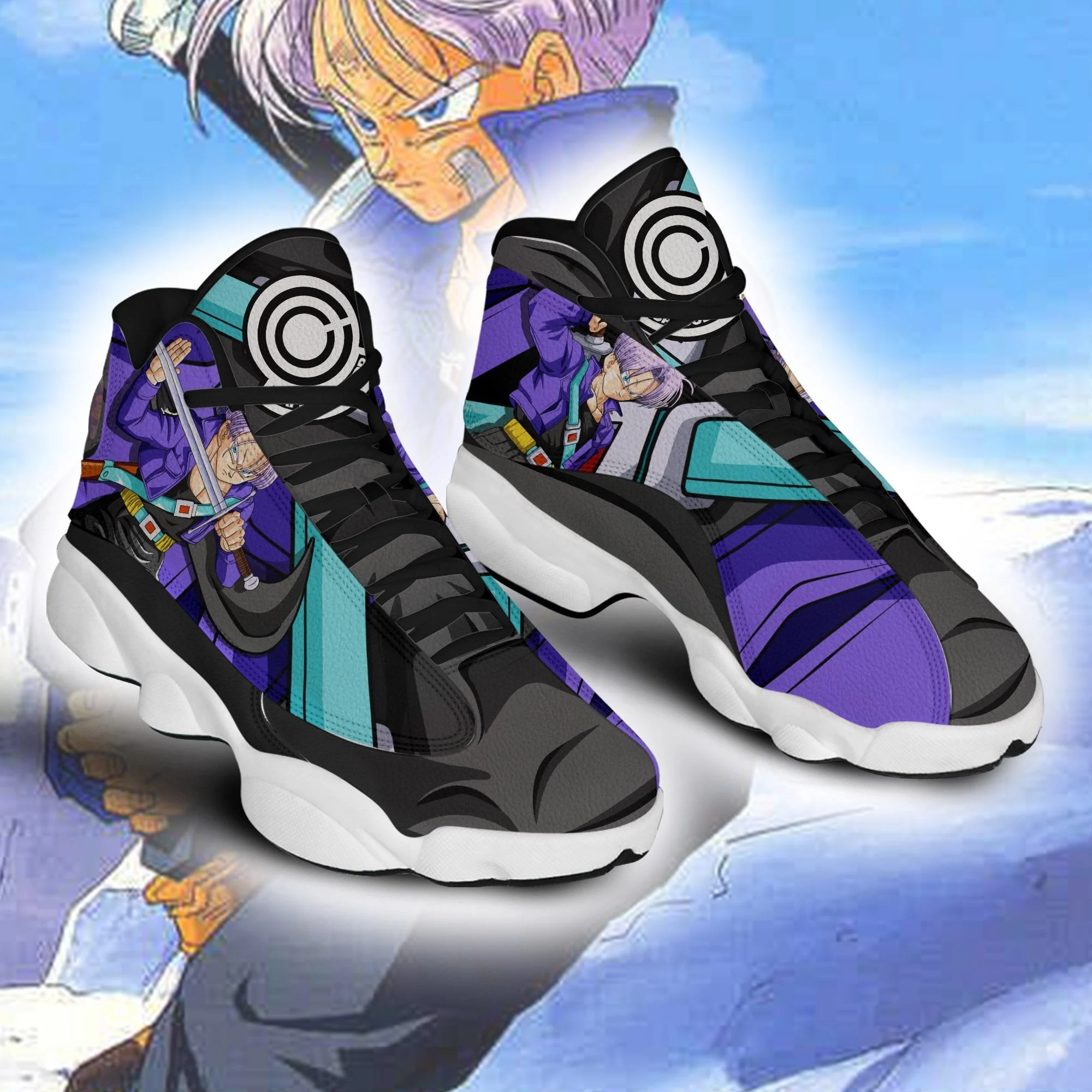 Dragon ball future trunks jordan 13 sneakers custom anime dbz shoes