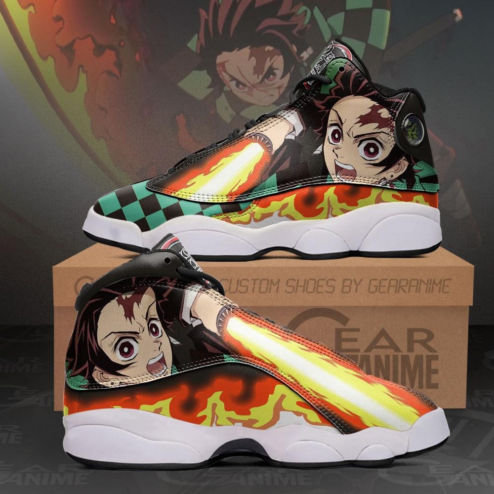 Tanjiro jordan 13 sneakers sun breathing custom anime shoes
