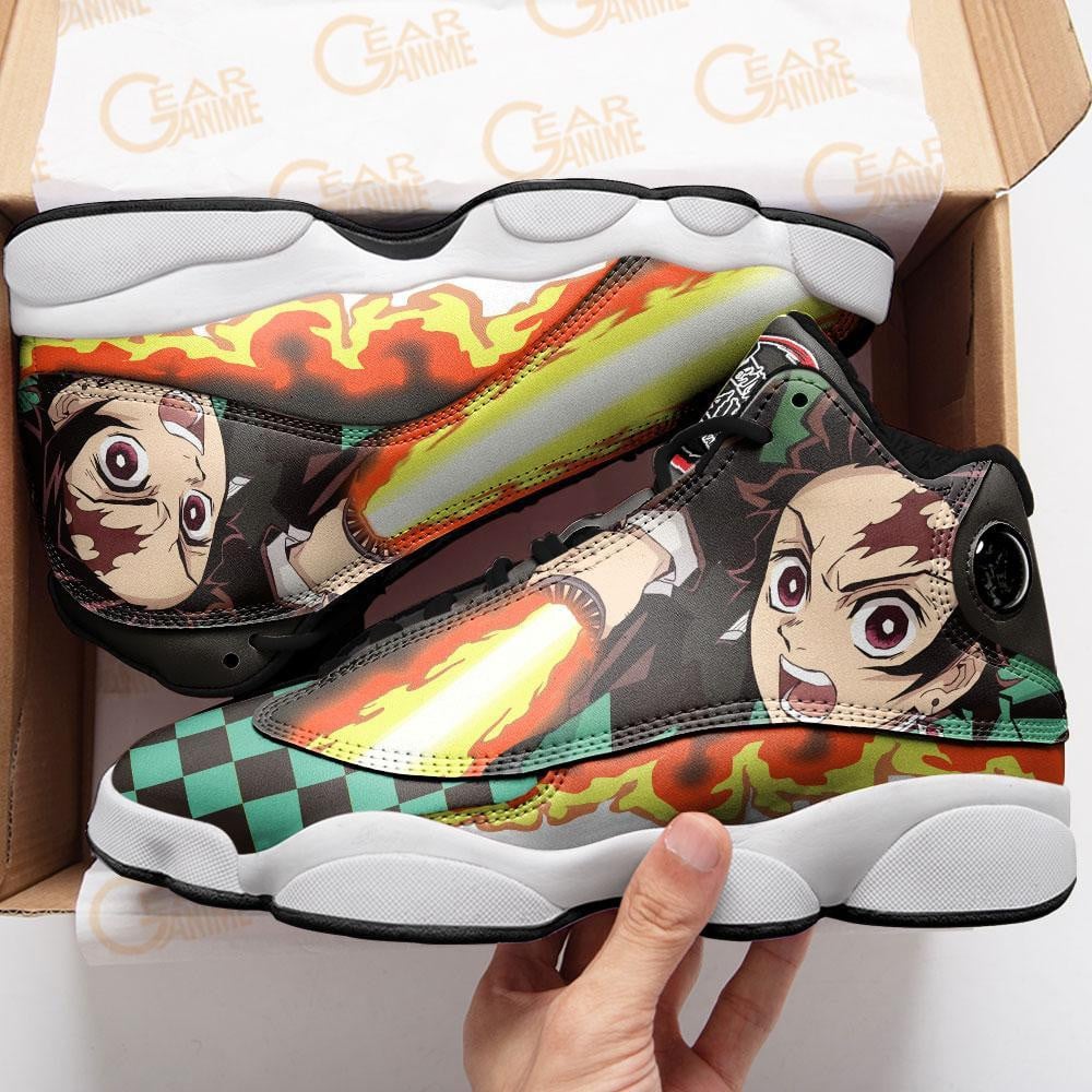 Tanjiro jordan 13 sneakers sun breathing custom anime shoes