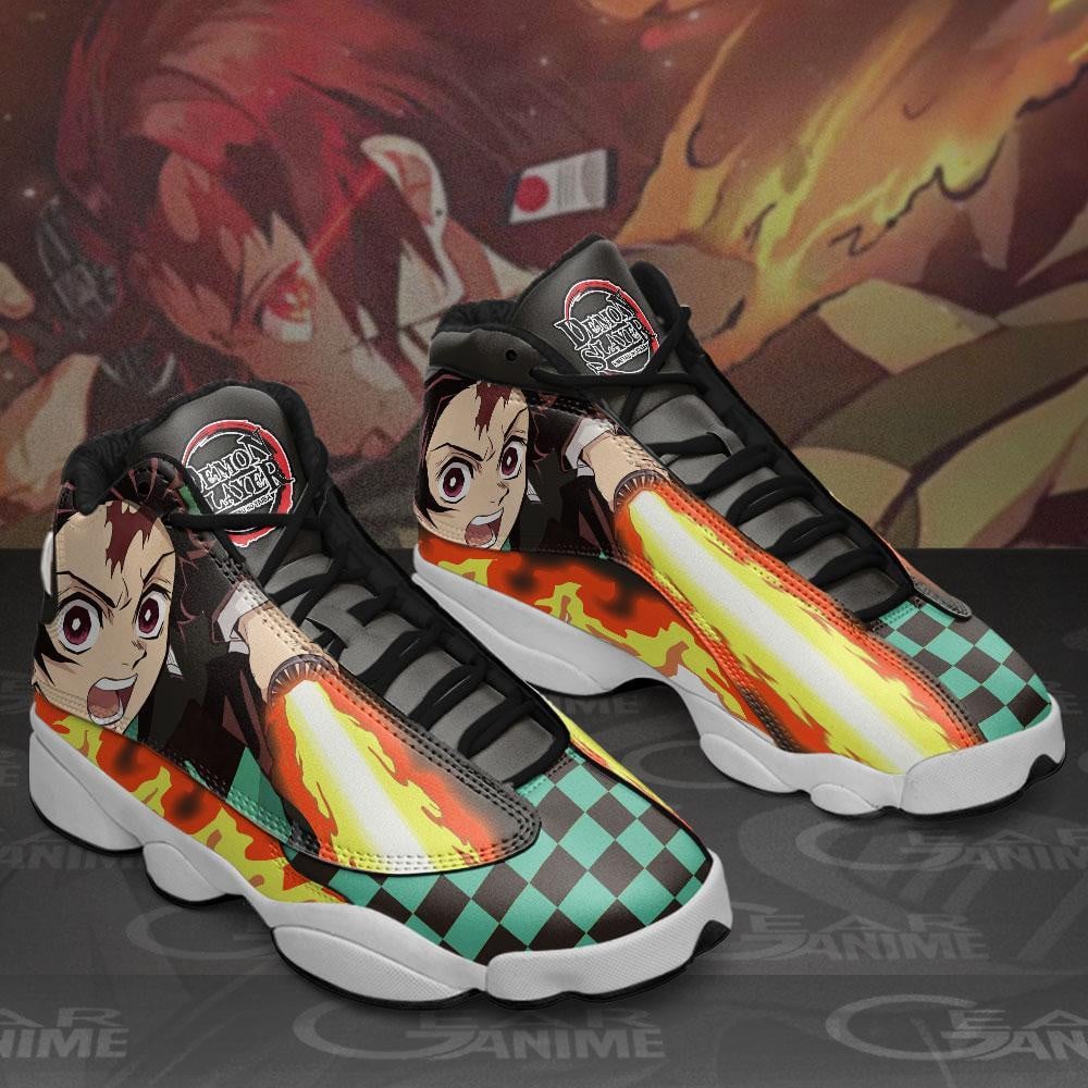 Tanjiro jordan 13 sneakers sun breathing custom anime shoes